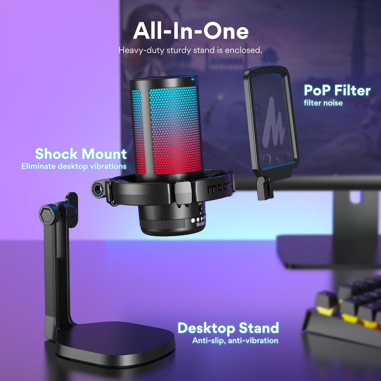 Maonocaster Gaming Microphone - Black