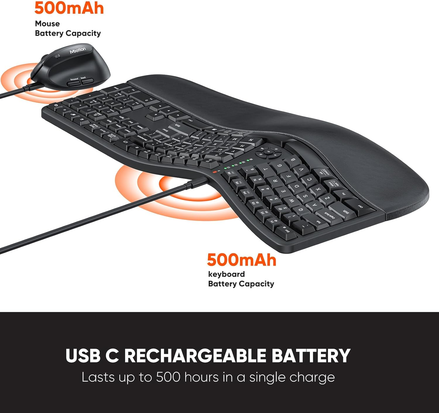 Meetion Director C Wireless Ergonomic Keyboard And Mouse Combo