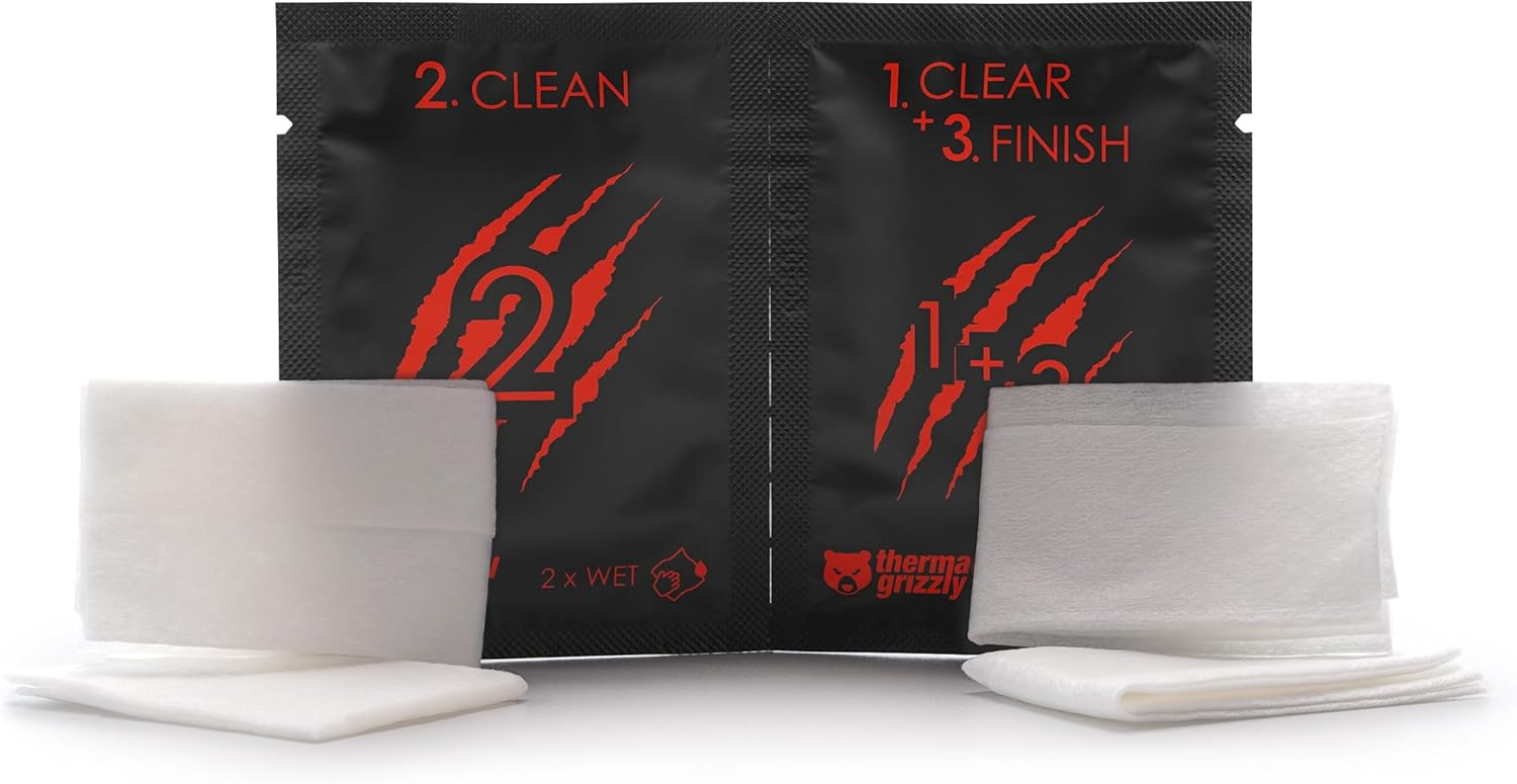 Thermal Grizzly Cleaning Wipes 10 Packs, Cleaning Cloths For Surfaces w/ Thermal Conductive Materials
