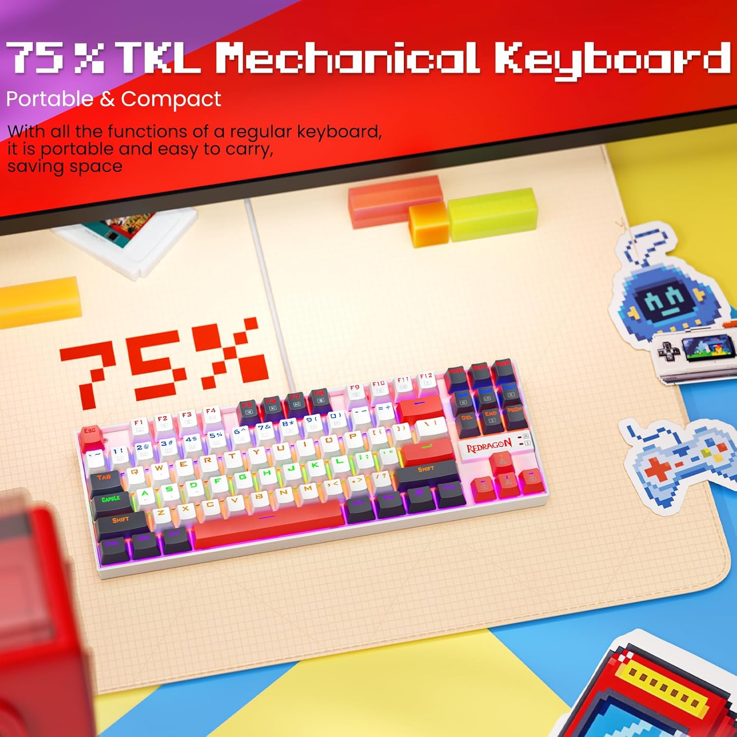 Redragon KUMARA K552WRL 87% Wired Mechanical Gaming Keyboard (R-SW) - Black