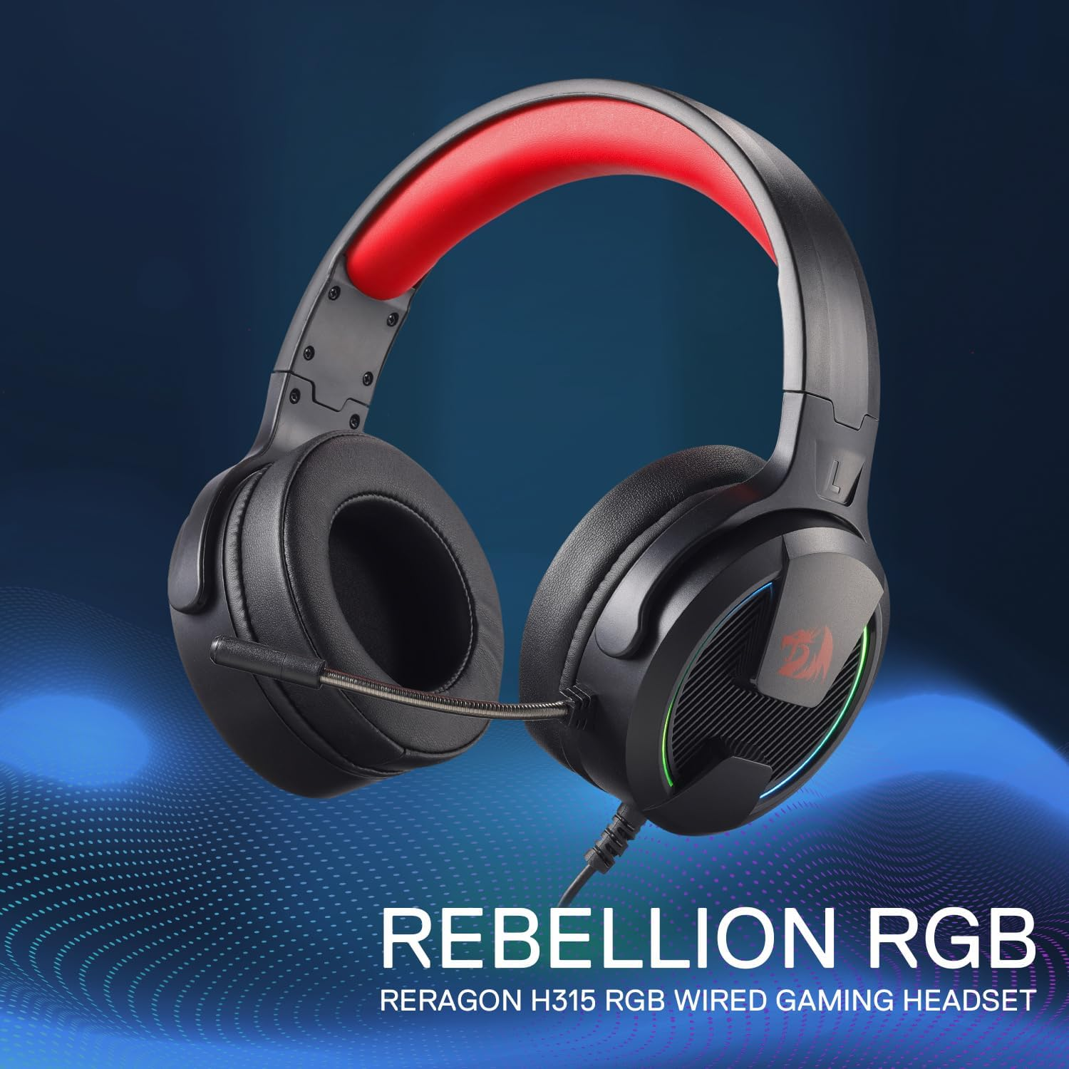 Redragon H315-RGB REBELLION Gaming Headset Wired Gaming Headset USB - Black