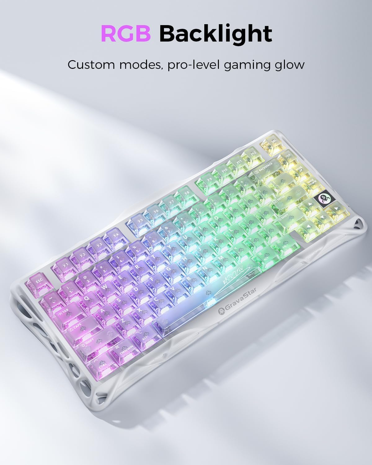 GRAVASTAR K1 LITE 75% WIRELESS MECHANICHAL GAMING KEYBOARD - AURORA