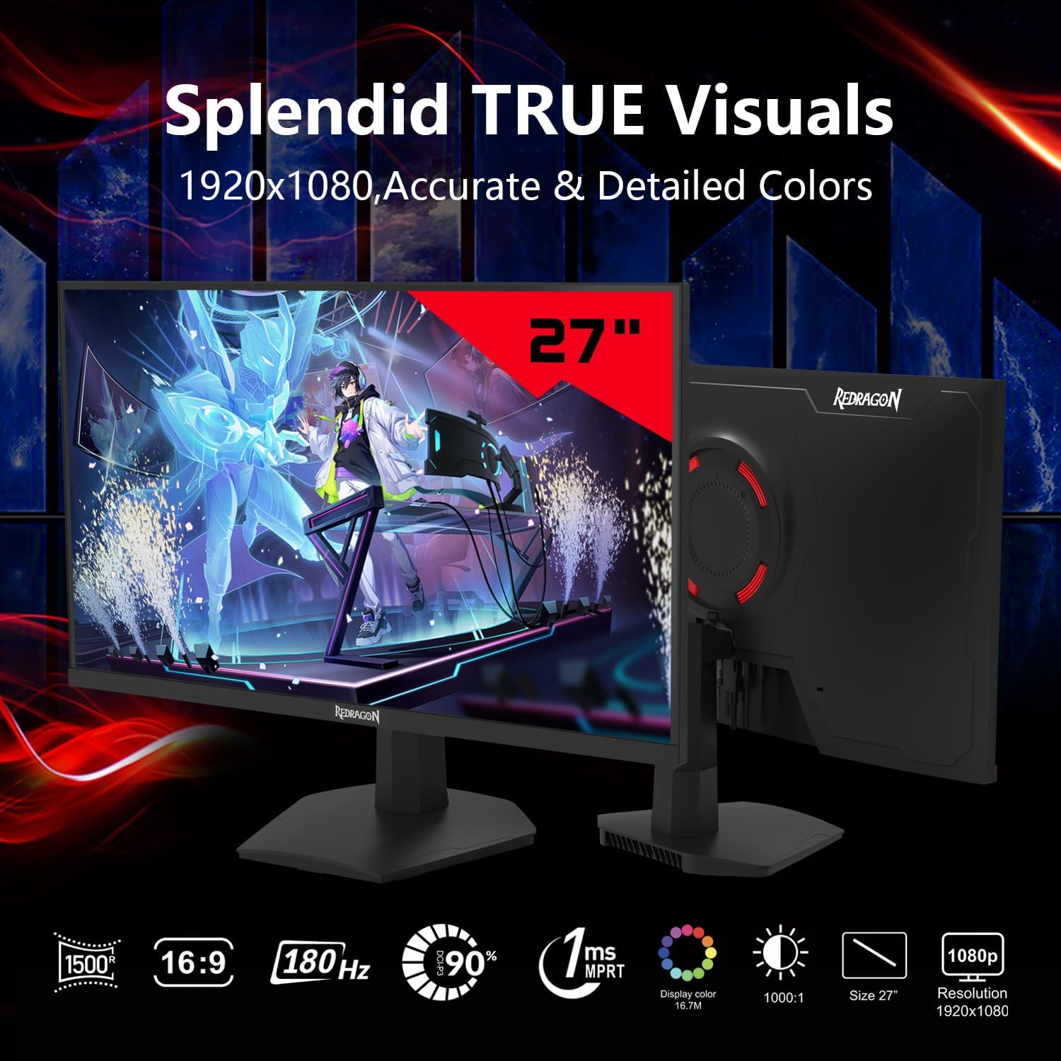 REDRAGON MIRROR-II GM27X5IPS 27 inch 180Hz IPS FHD Gaming Monitor