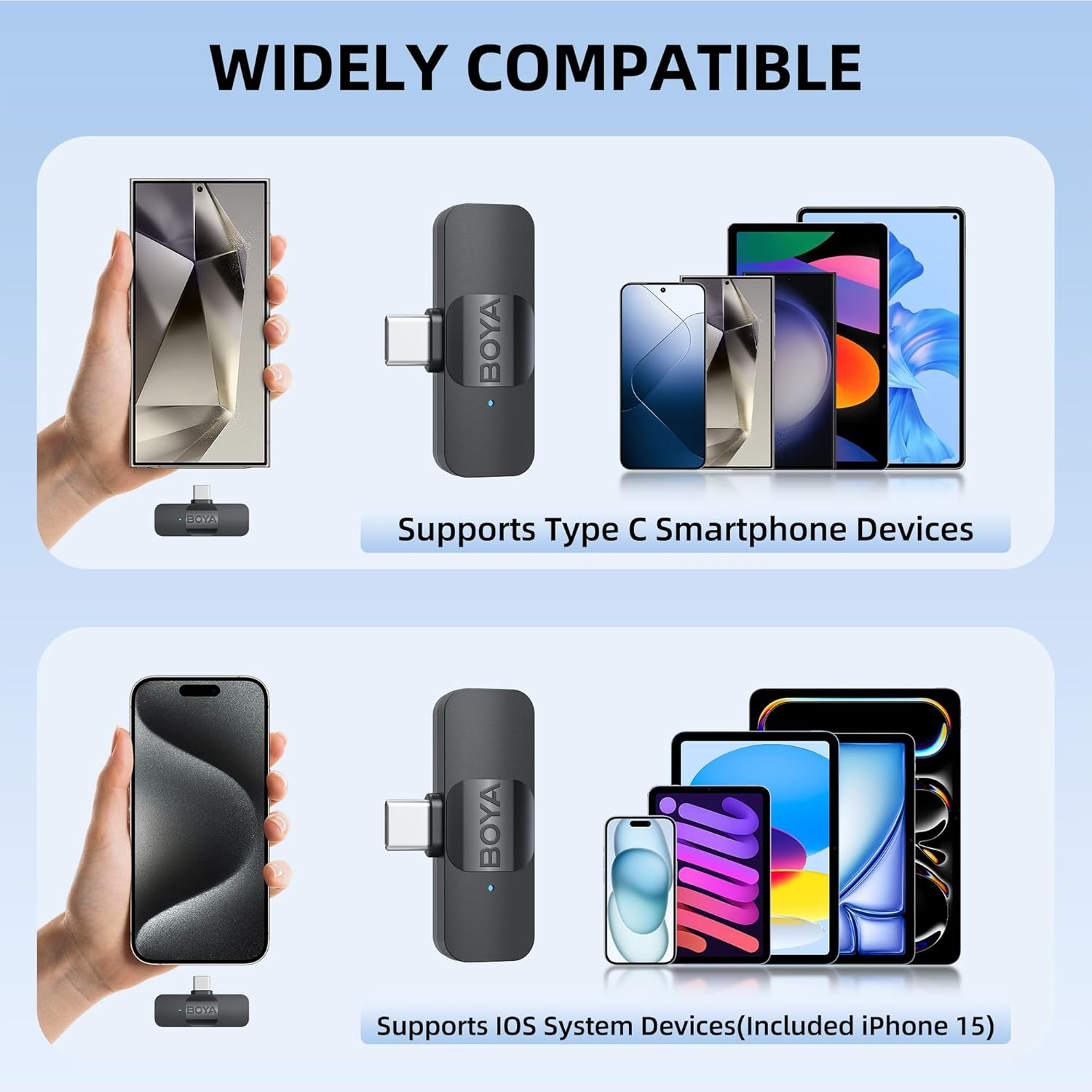 BOYA V20 USB-C Wireless Microphone,Mini Lapel Mic with NoiseCancelling Compatibale with Android/Type-C