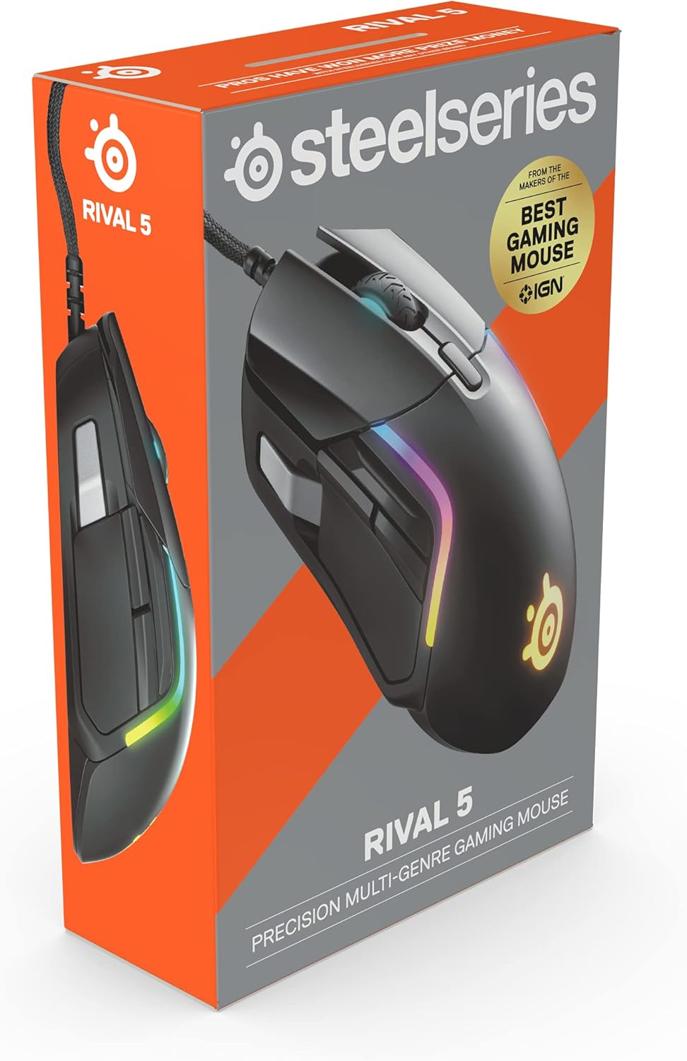 SteelSeries Rival 5 with PrismSync RGB Lighting and 9 Programmable Buttons Gaming Mouse