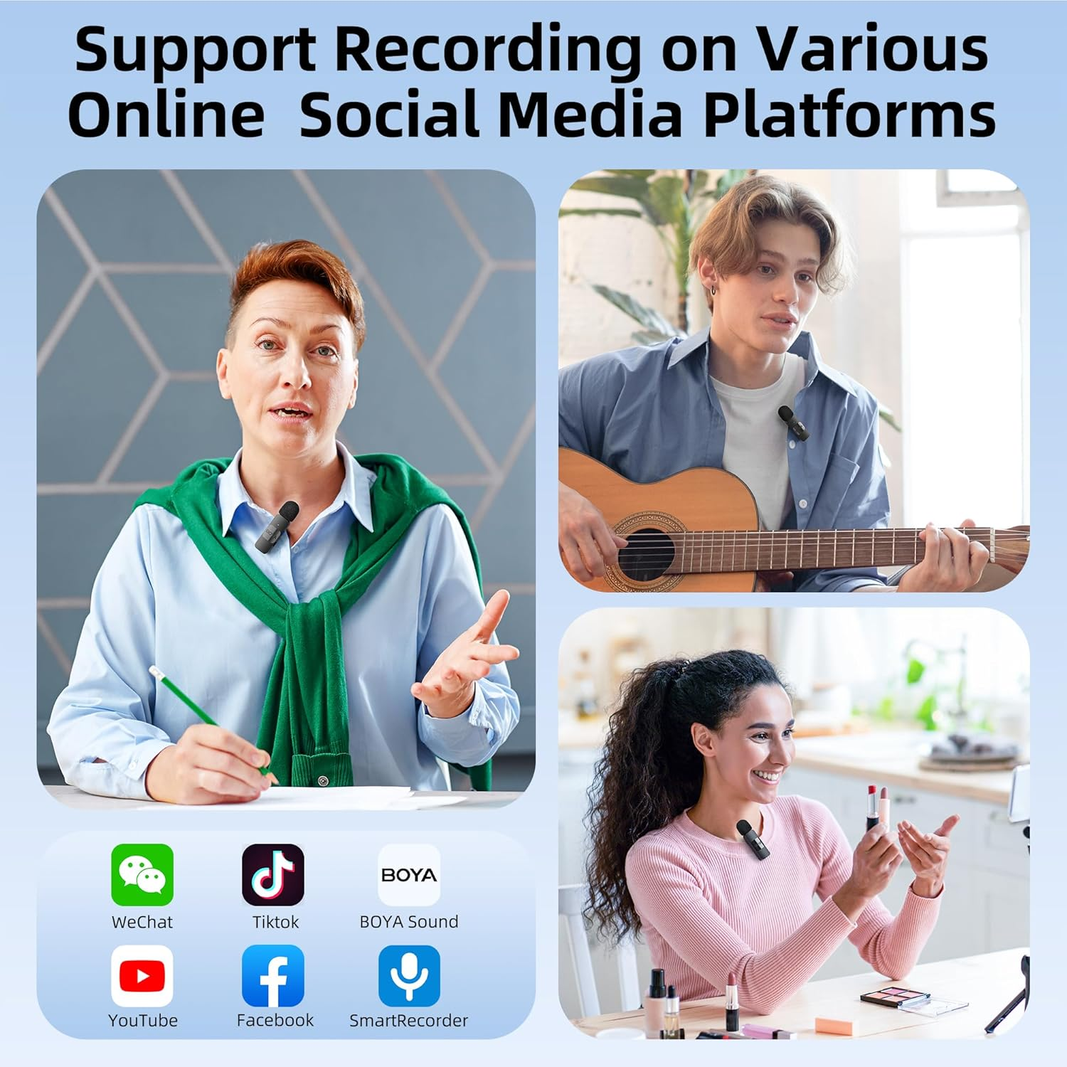 BOYA V20 USB-C Wireless Microphone,Mini Lapel Mic with NoiseCancelling Compatibale with Android/Type-C