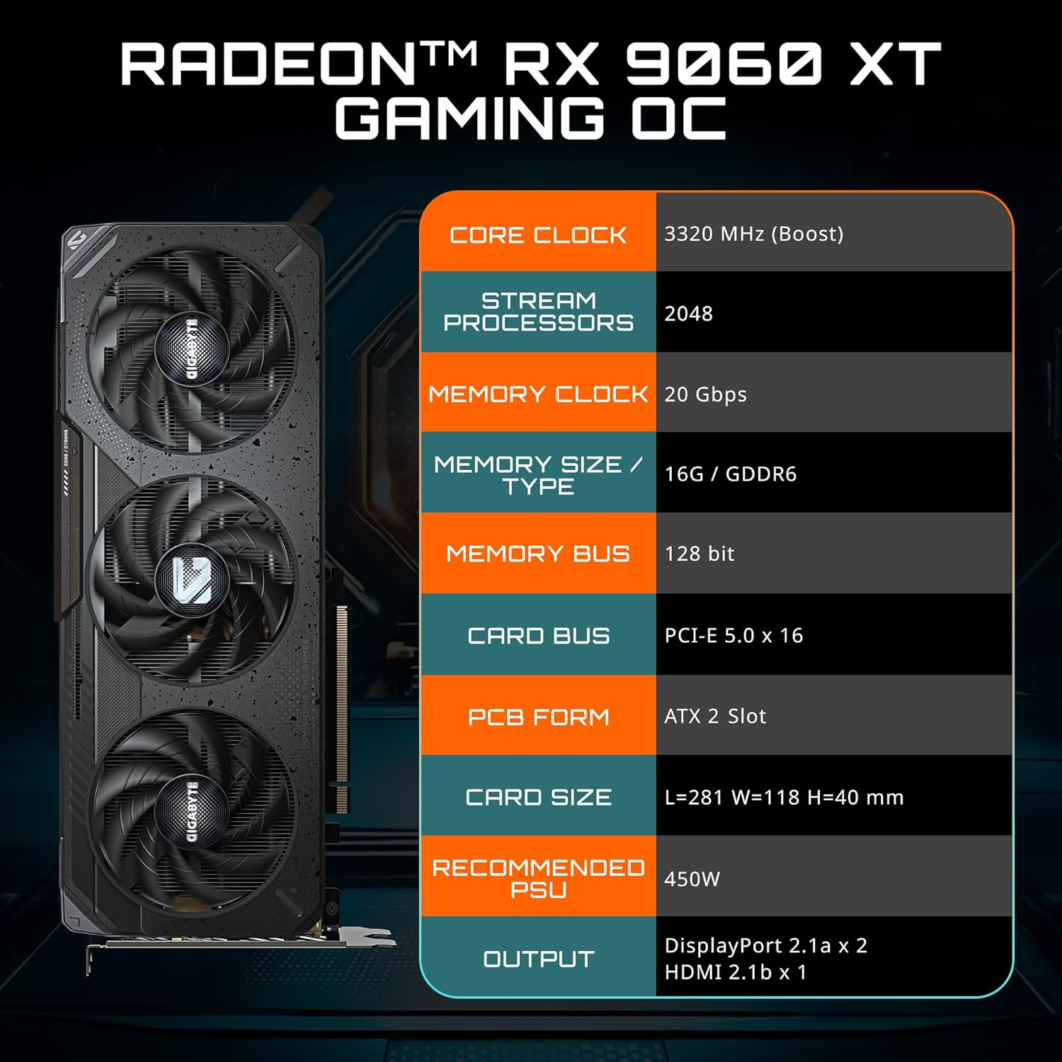Gigabyte AMD Radeon RX 9060 XT 16GB GAMING OC Graphics Card