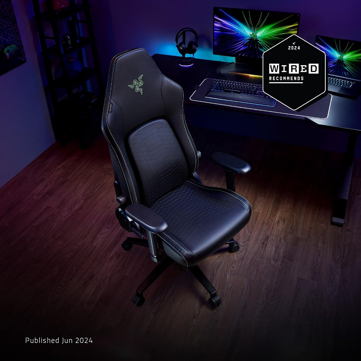 RAZER ISKUR V2 GAMING CHAIR LEATHER - BLACK