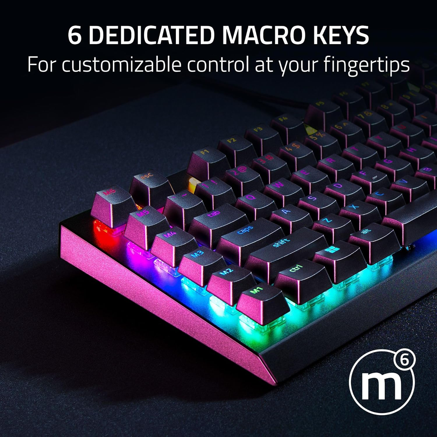 Razer BlackWidow V4 X Tactile & Clicky 6 Macro Keys Doubleshot ABS Keycaps Media Controls Sound Dampening & Stabilizers AR/EN Layout - Green Switch