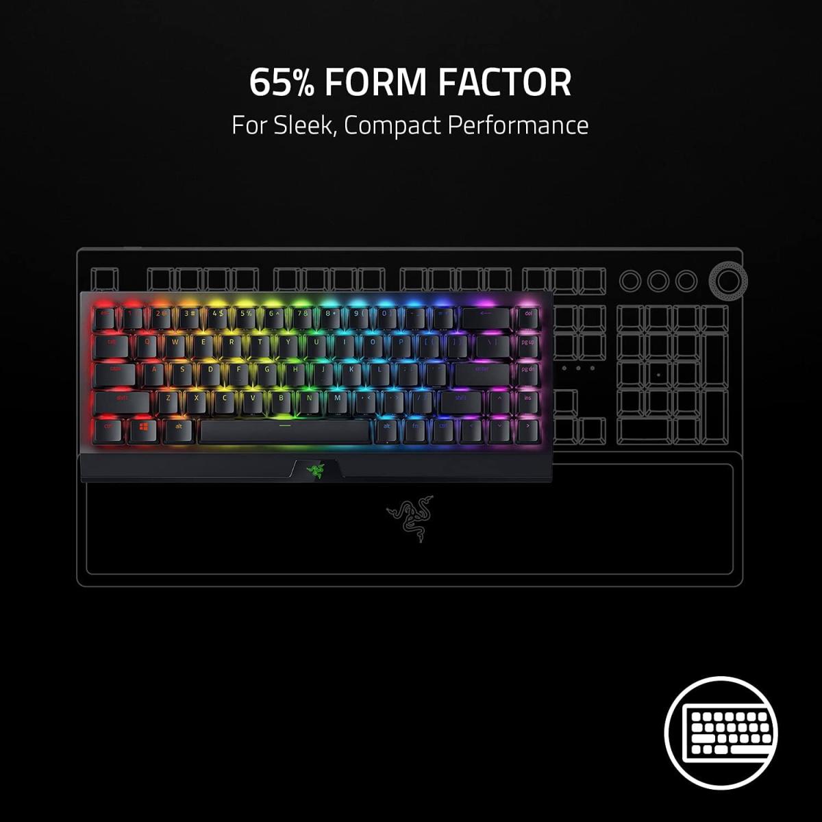 Razer BlackWidow V3 Mini HyperSpeed 65% Wireless Mechanical Yellow Switches Phantom Pudding Keycaps up to 200Hrs Battery Life