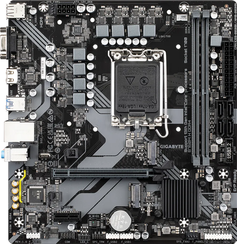 GIGABYTE B760M H DDR4 (Rev. 1.0) LGA1700 socket Motherboard