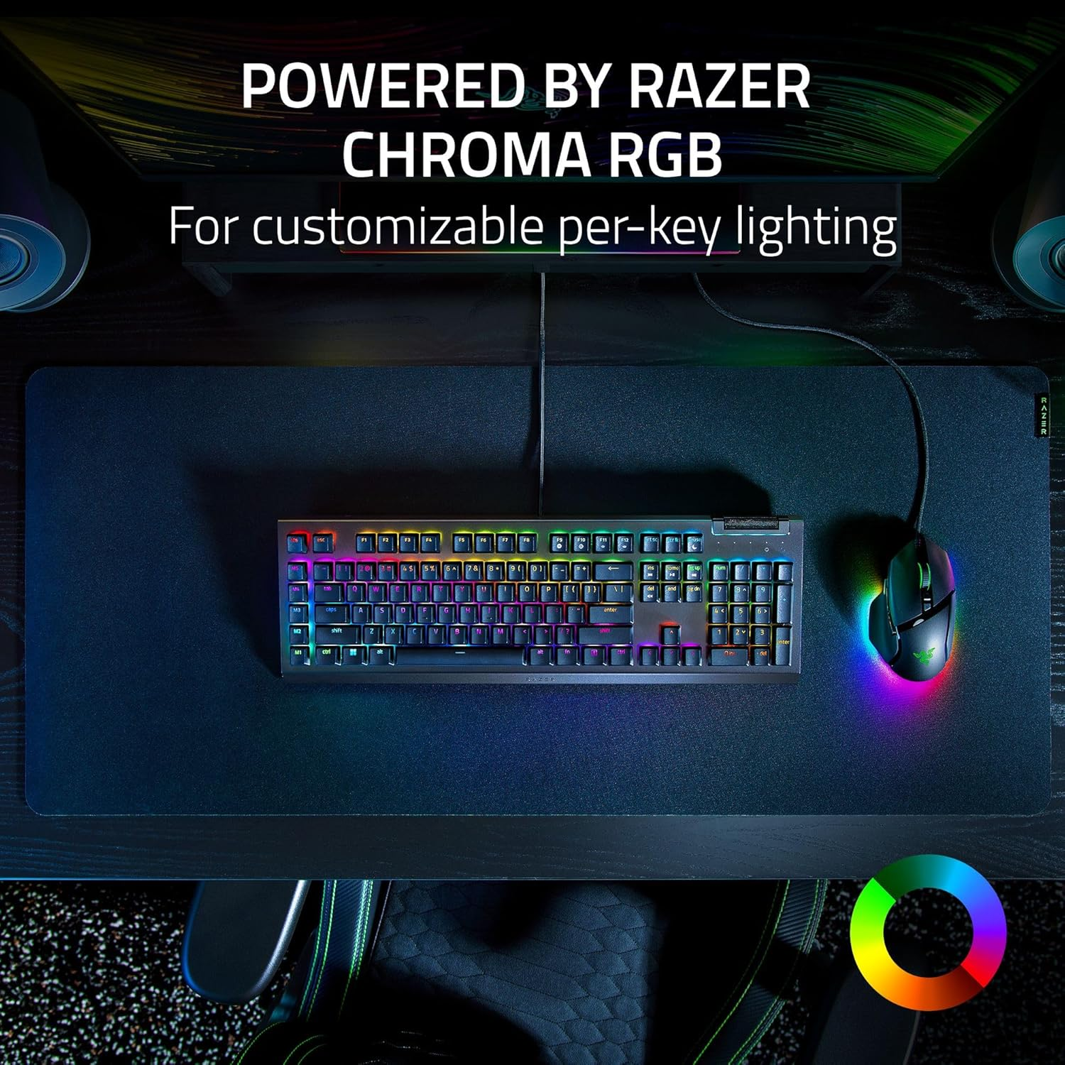 Razer BlackWidow V4 X Tactile & Clicky 6 Macro Keys Doubleshot ABS Keycaps Media Controls Sound Dampening & Stabilizers AR/EN Layout - Green Switch