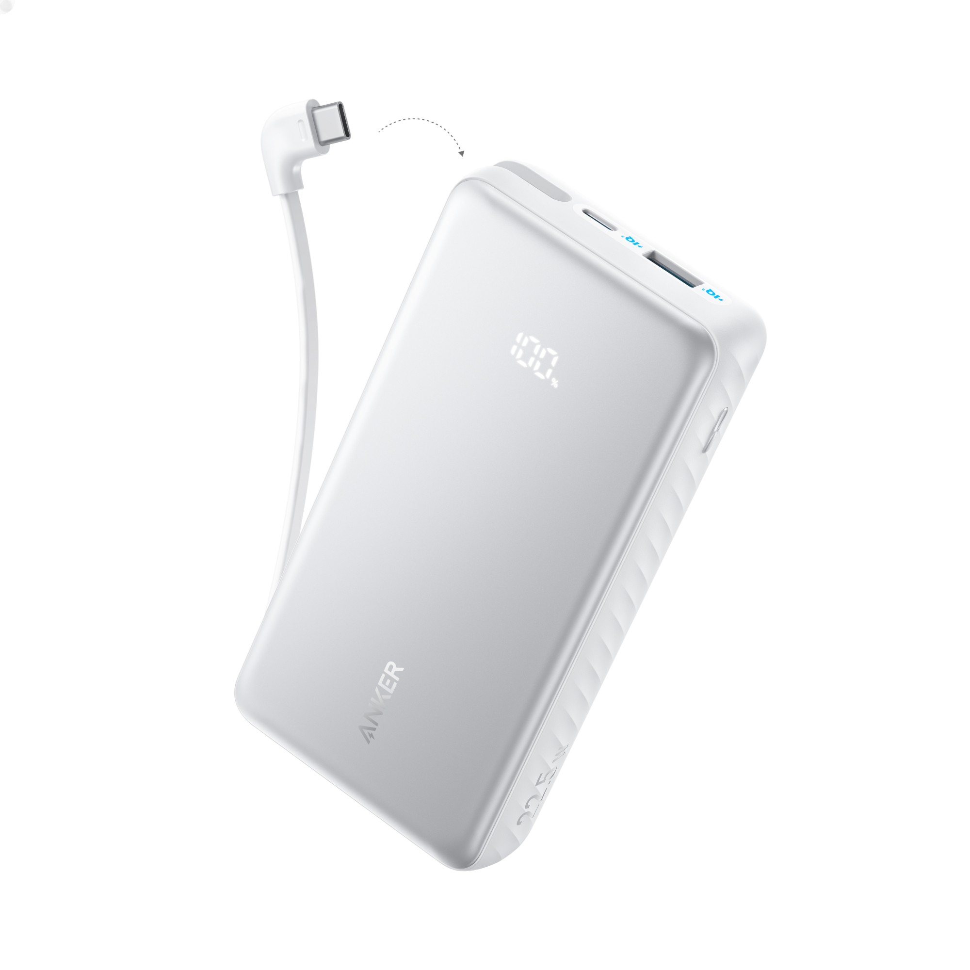 Anker Anker Zolo Power Bank (20K, 22.5W, Built-In USB-C Cable) White