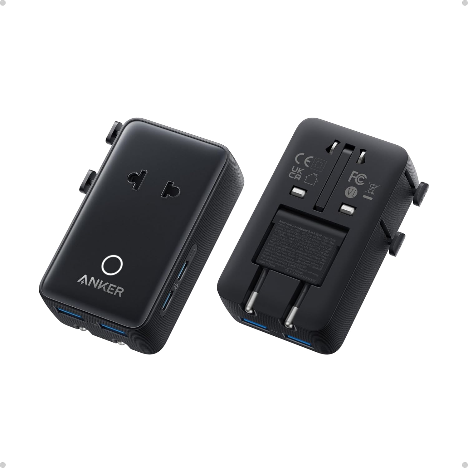 Anker Nano Travel Adapter (5-in-1, 20W) Black Anker Nano Travel Adapter (5-in-1, 20W) Black