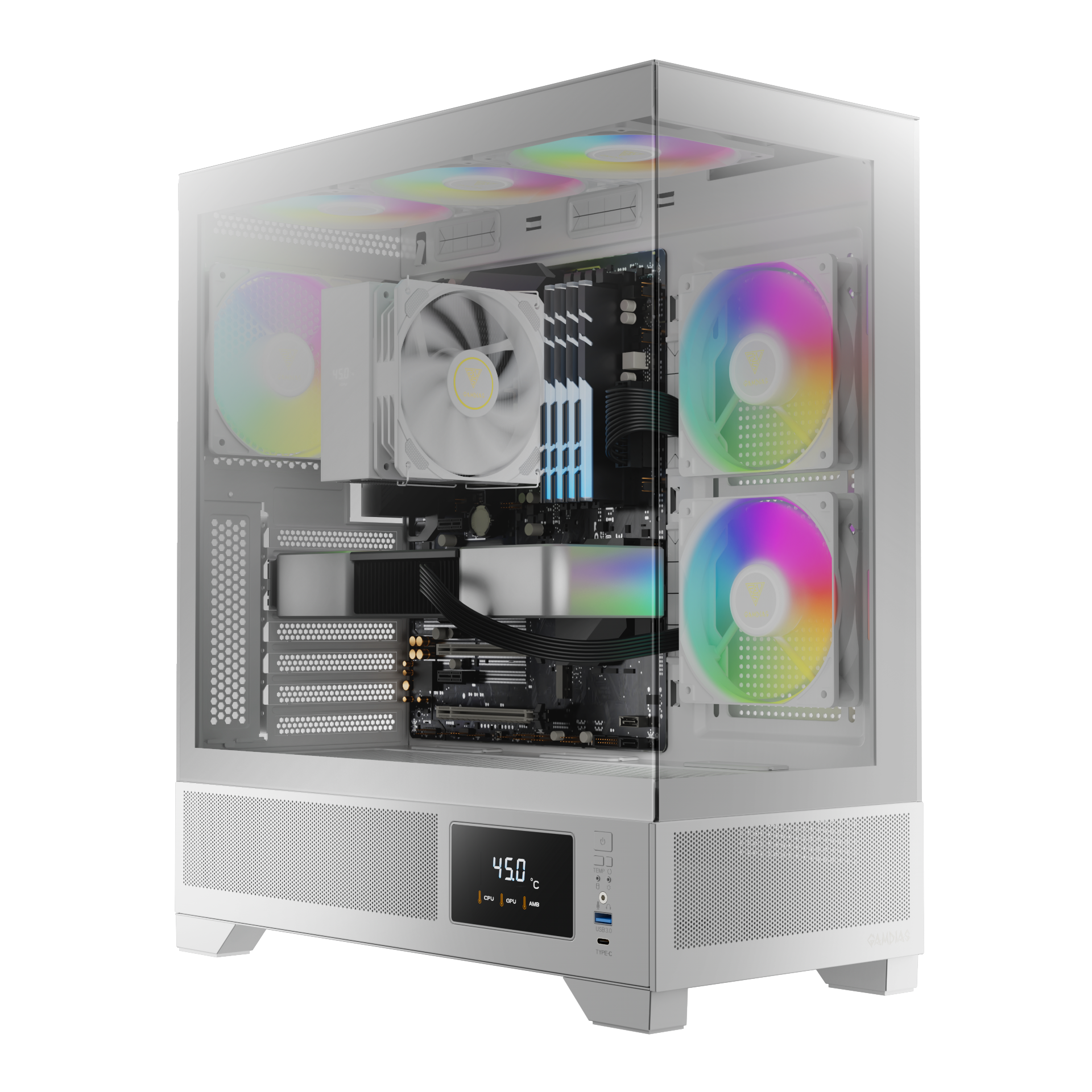 GAMDIAS ATLAS M1 ARGB Mid Tower Gaming Case - White