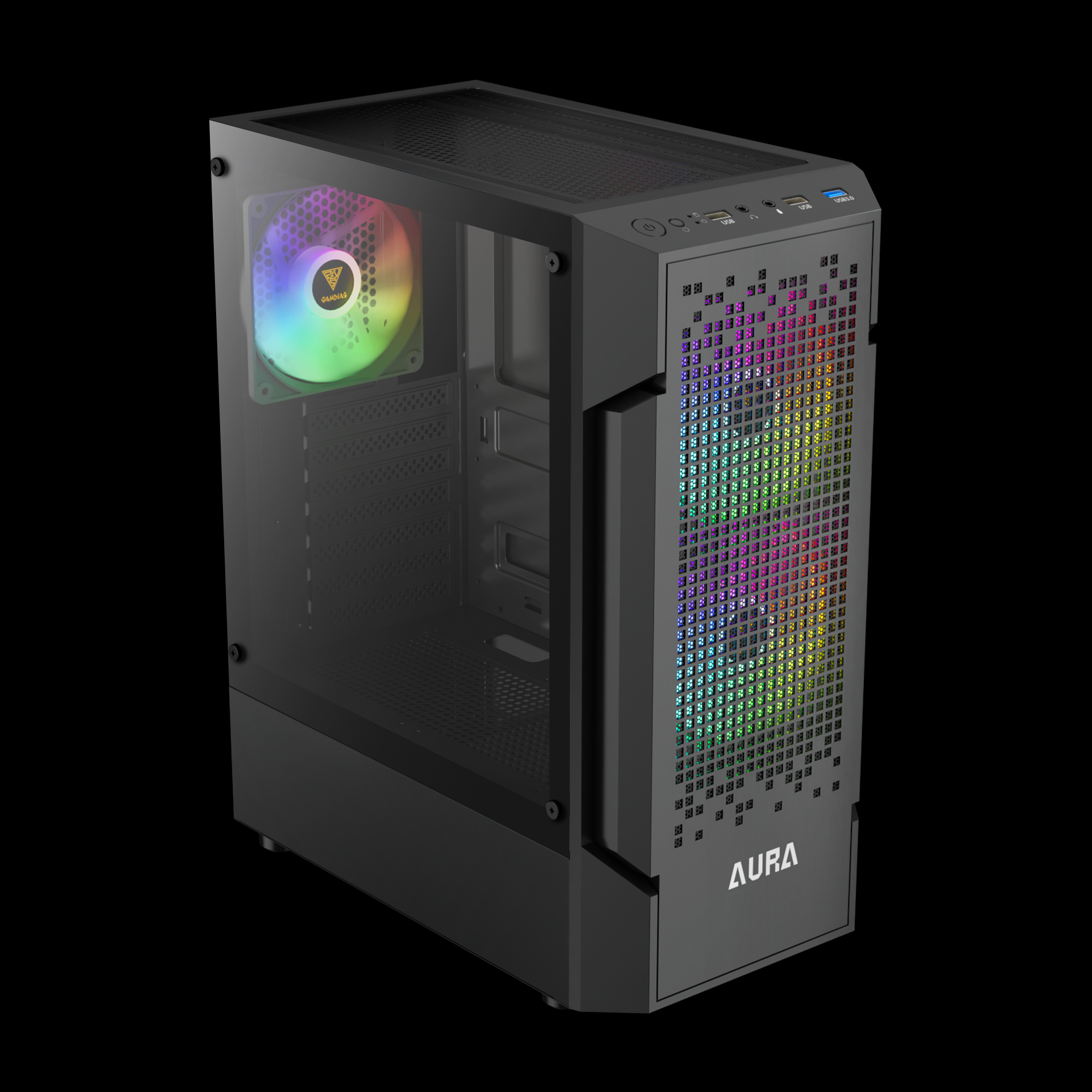 GAMDIAS AURA GC7 ARGB Mid Tower Gaming Case - Black
