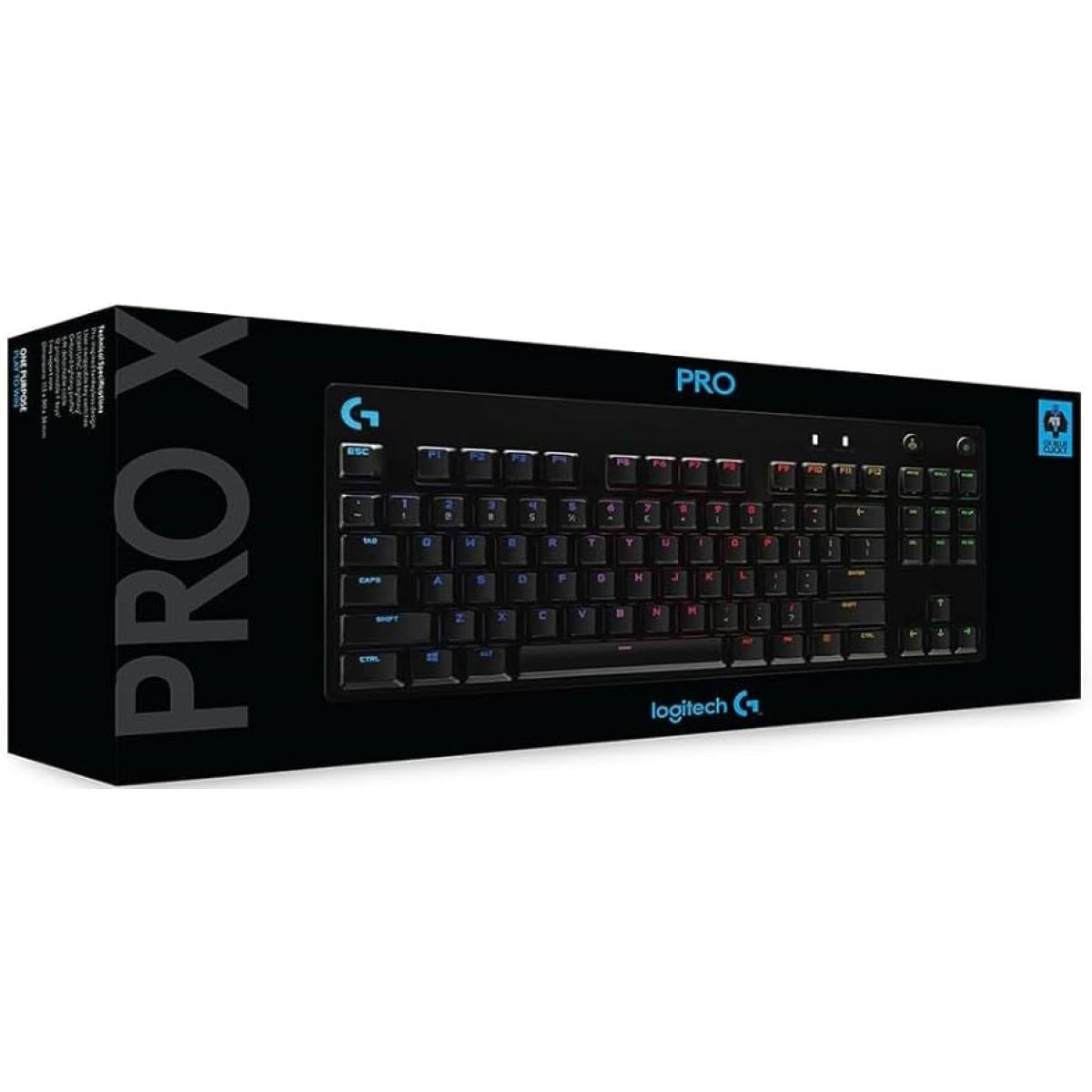 Logitech G Pro X TKL Wired Mechanical Swappable Switches LIGHTSYNC RGB Detachable Cable 12 Programmable F-keys GX Blue Clicky Switches - Black