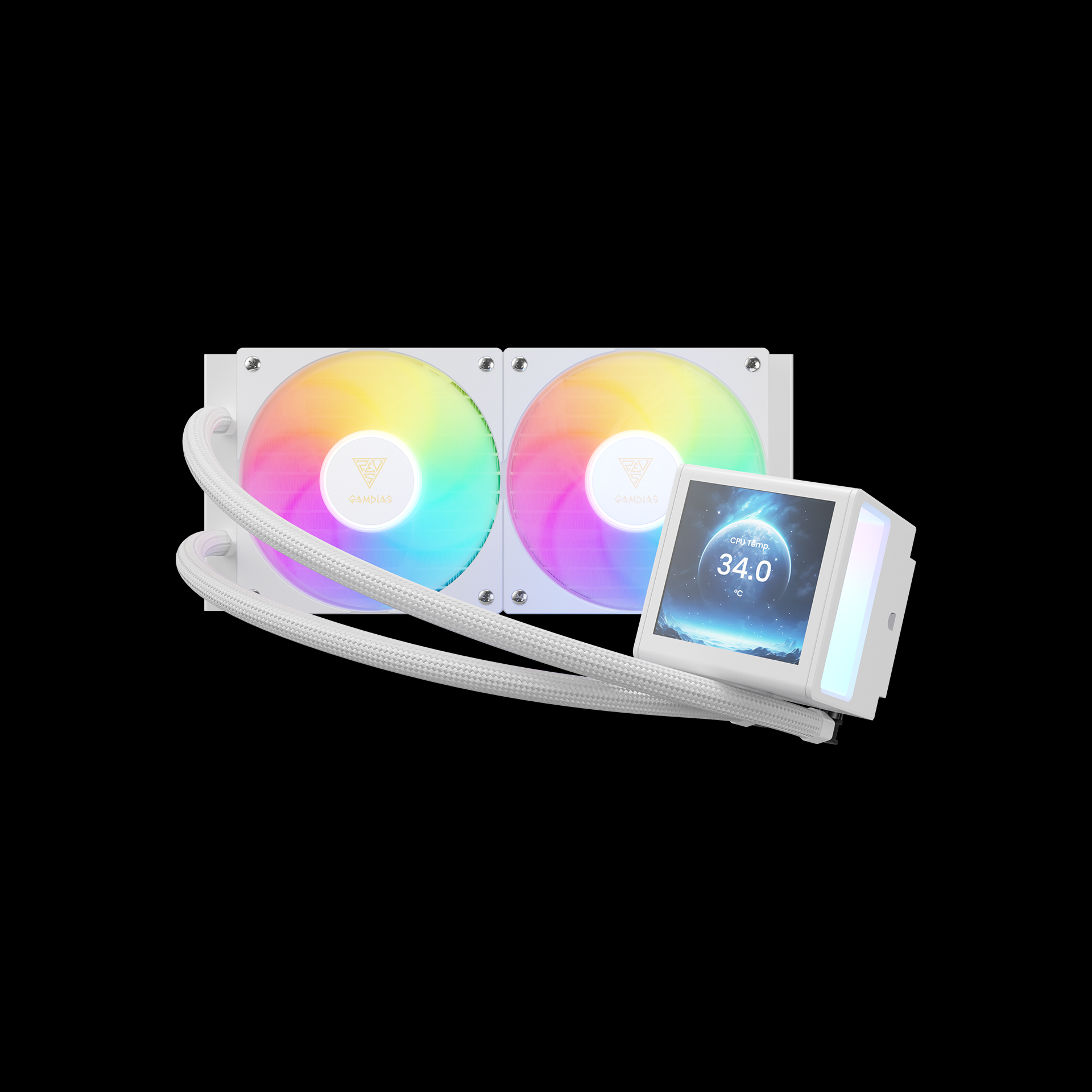 GAMDIAS CHIONE P5-240 ARGB Liquid Cooler with IPS LCD Display - White