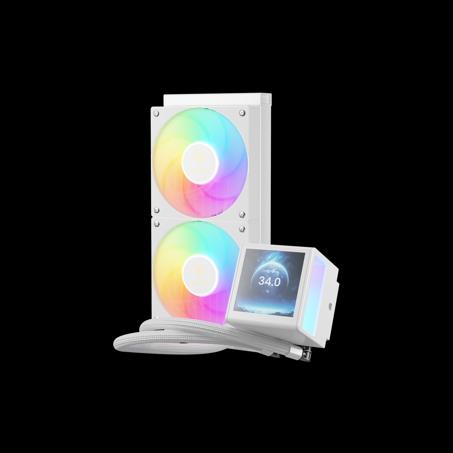 GAMDIAS CHIONE P5-240 ARGB Liquid Cooler with IPS LCD Display - White