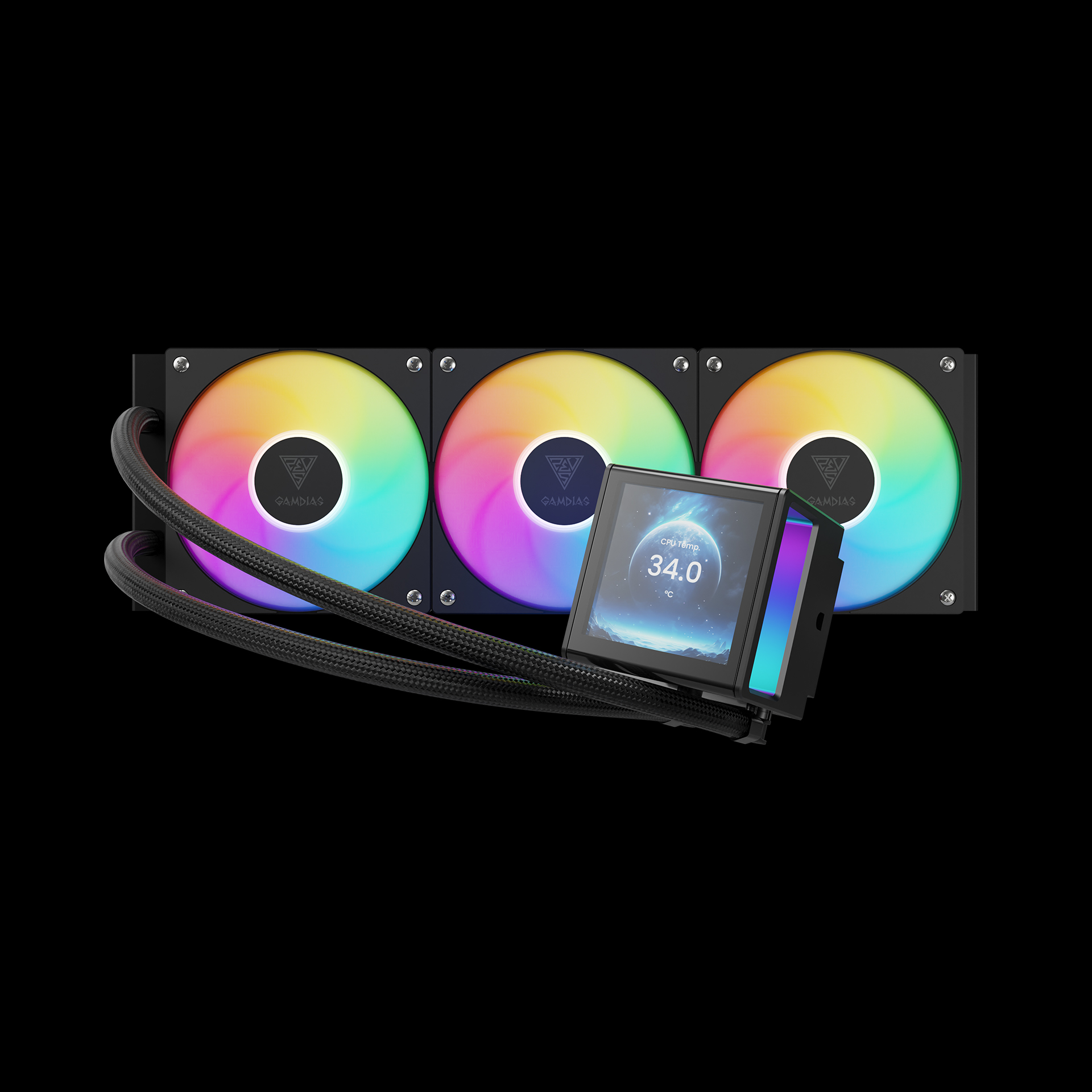 GAMDIAS CHIONE P5-360 ARGB Liquid Cooler with IPS LCD Display - Black