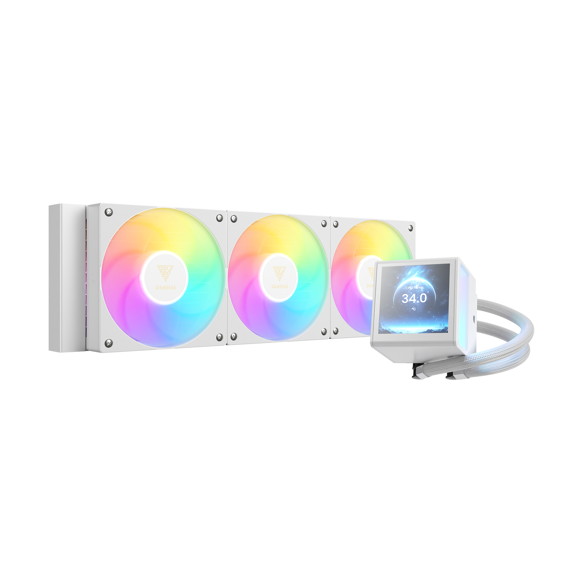 GAMDIAS CHIONE P5-360 ARGB Liquid Cooler with IPS LCD Display - White