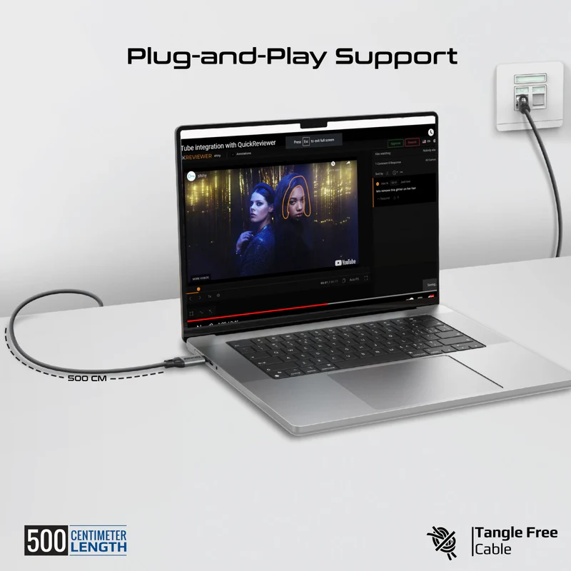Promate Clink-RJ45 Ultra-Fast Ethernet to USB-C Adapter Cable 