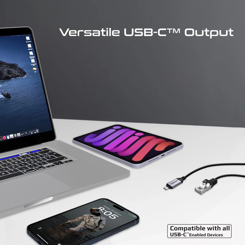 Promate Clink-RJ45 Ultra-Fast Ethernet to USB-C Adapter Cable 