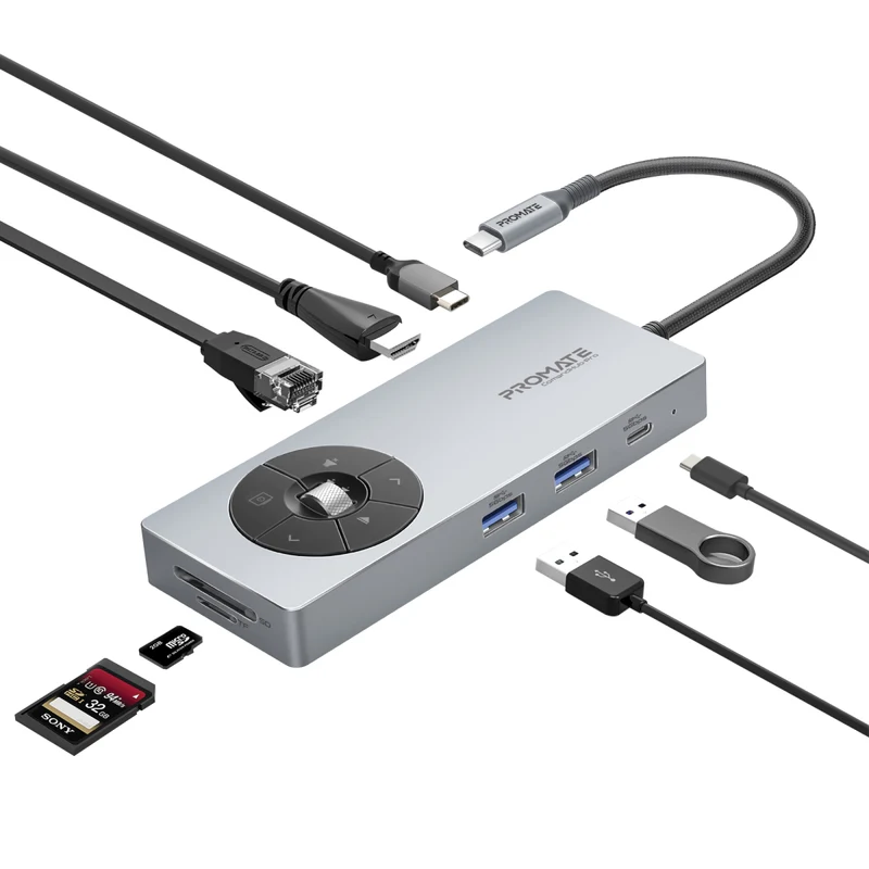 Promate Comandhub-Pro 14-in-1 Highspeed Multiport USB-C Hub with 100W PD