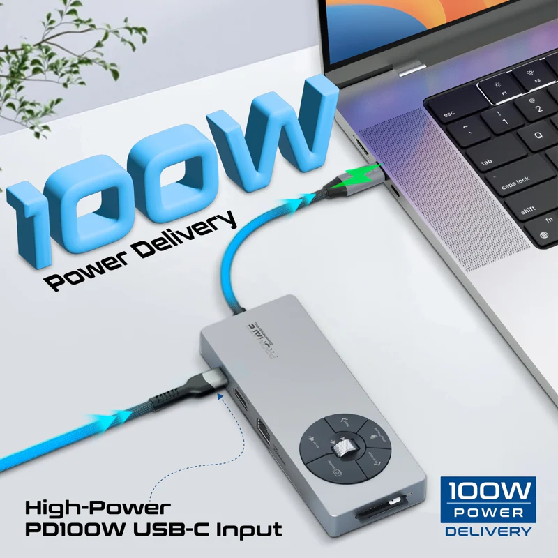 Promate Comandhub-Pro 14-in-1 Highspeed Multiport USB-C Hub with 100W PD