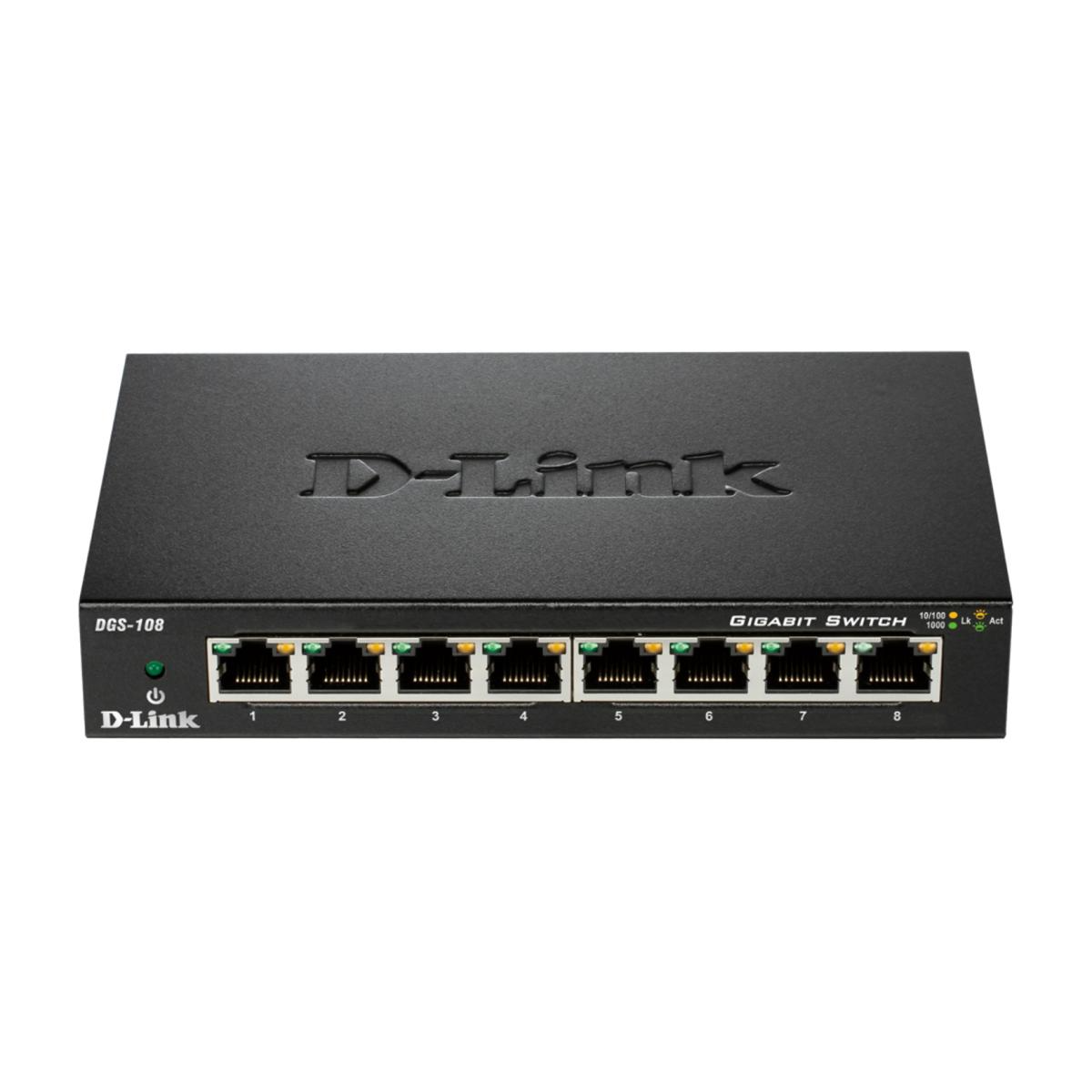 D-Link DGS-108/B 8-port 10/100/1000 Unmanaged Desktop Switch D-Link DGS-108/B 8-port 10/100/1000 Unmanaged Desktop Switch