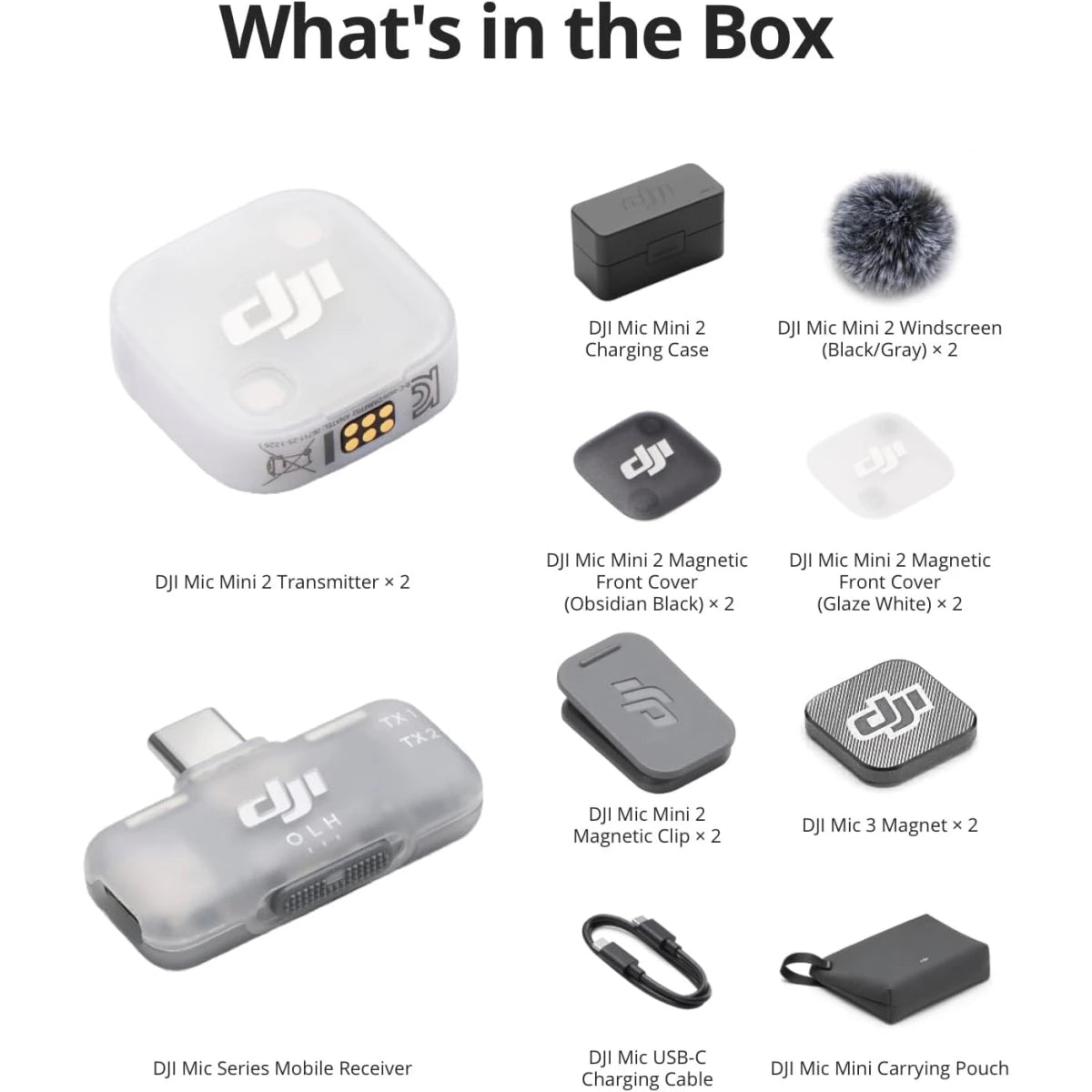 DJI MIC MINI 2 (2 TX+ 1 MOBILE RX + CHARGING CASE ) WIRLESS MICROPHONE