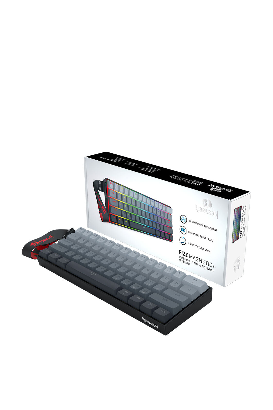 Redragon K617GGB-RGB-MP Fizz Grey 60% Rapid Trigger Magnetic RGB Gaming Keyboard