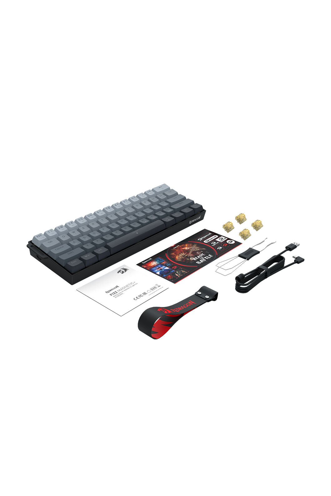Redragon K617GGB-RGB-MP Fizz Grey 60% Rapid Trigger Magnetic RGB Gaming Keyboard