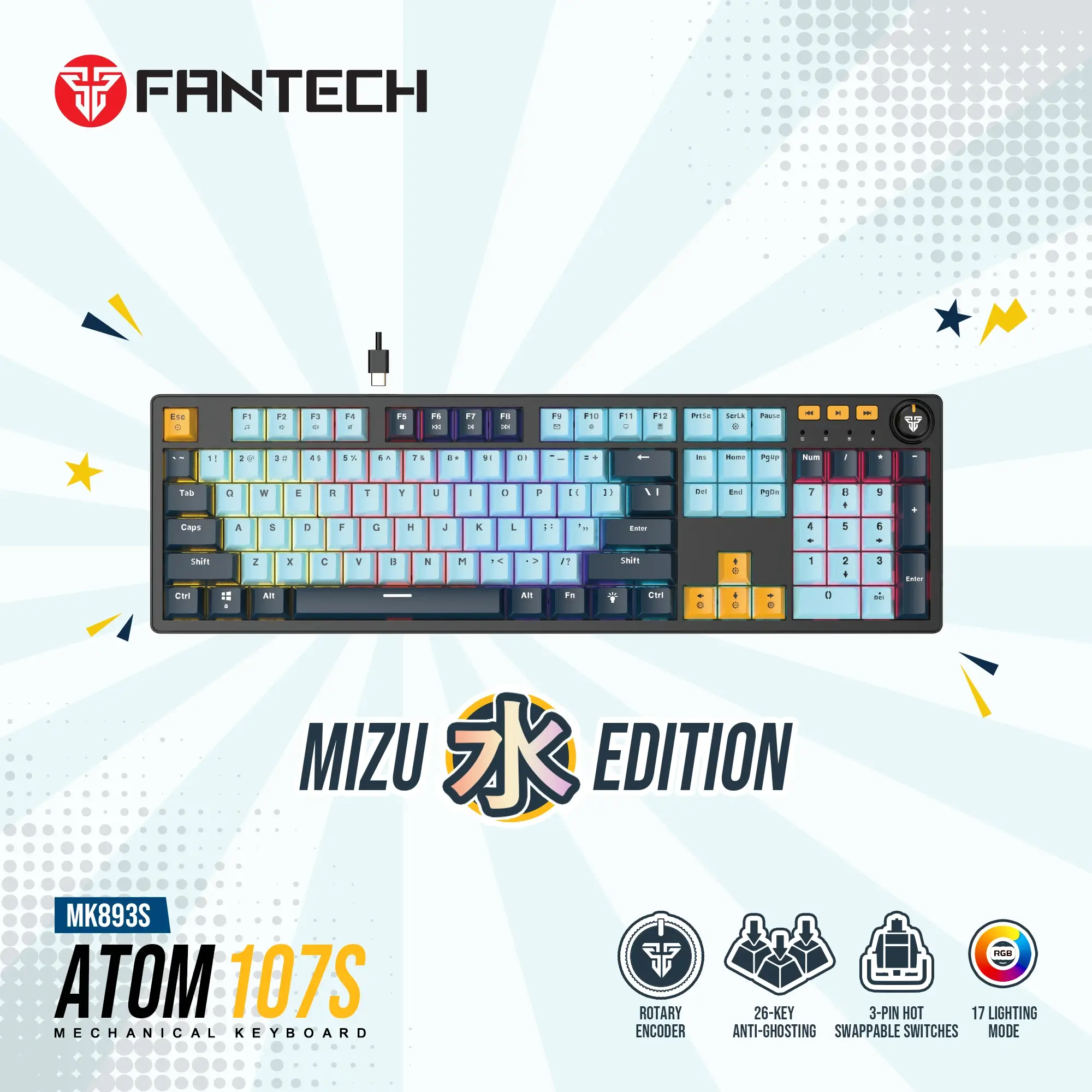 Fantech MK893s ATOM107s Mechanical Gaming Keyboard