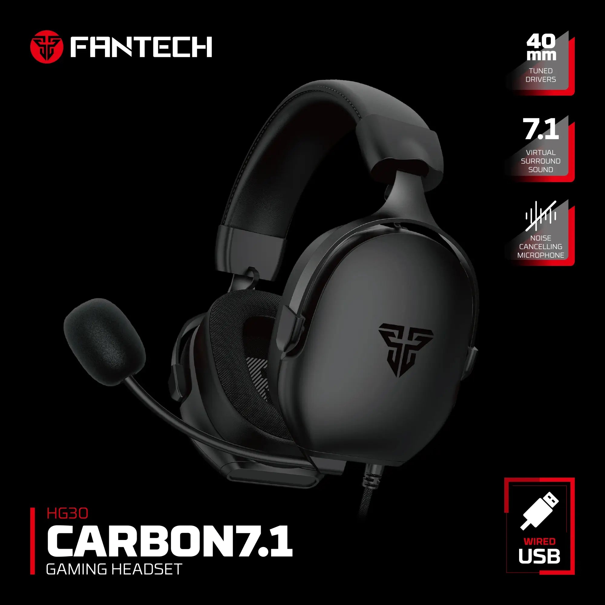 FANTECH HG30 CARBON 7.1 Gaming Headset – Black