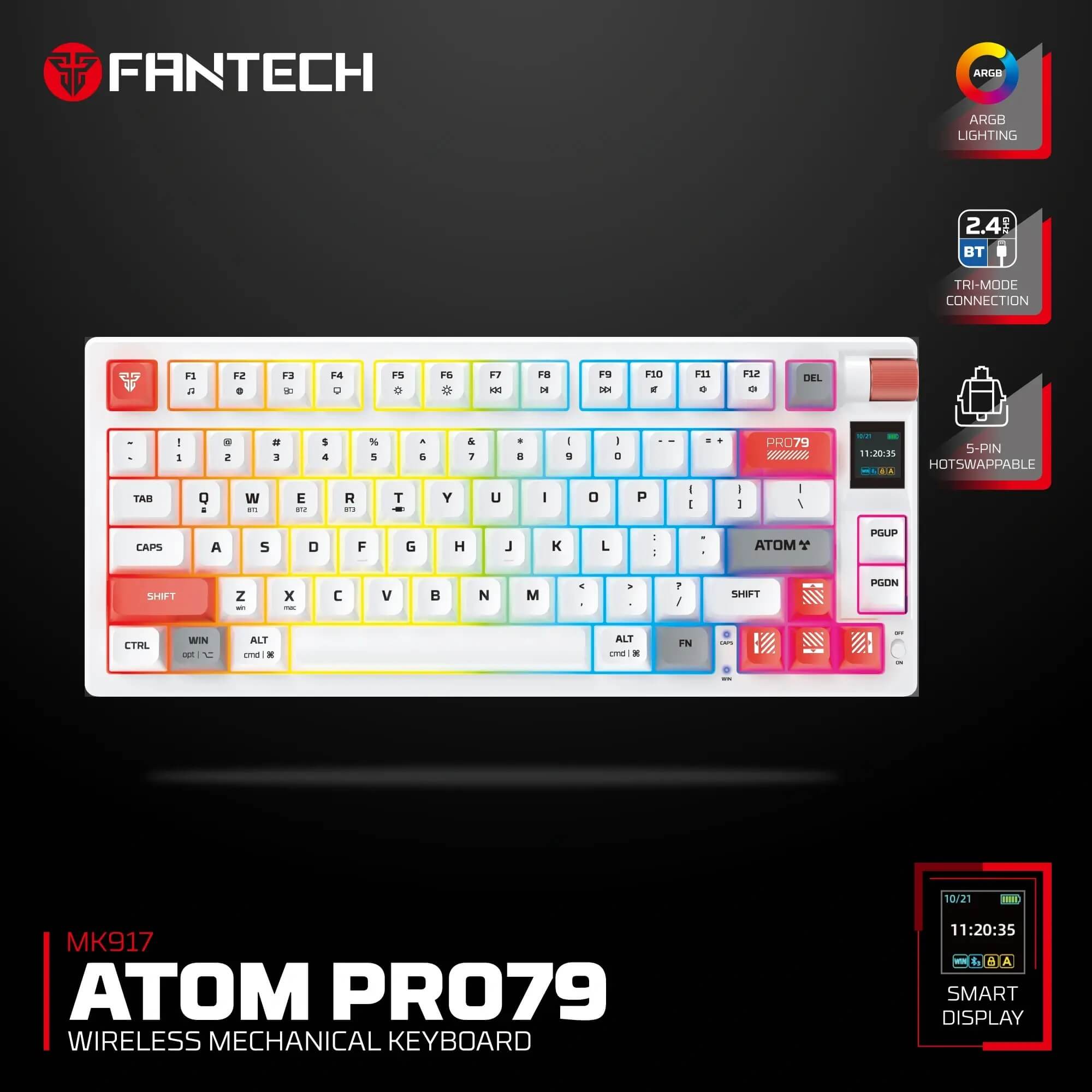 FANTECH MK917 ATOM PRO79 WIRELESS MECHANICAL GAMING KEYBOARD WHITE