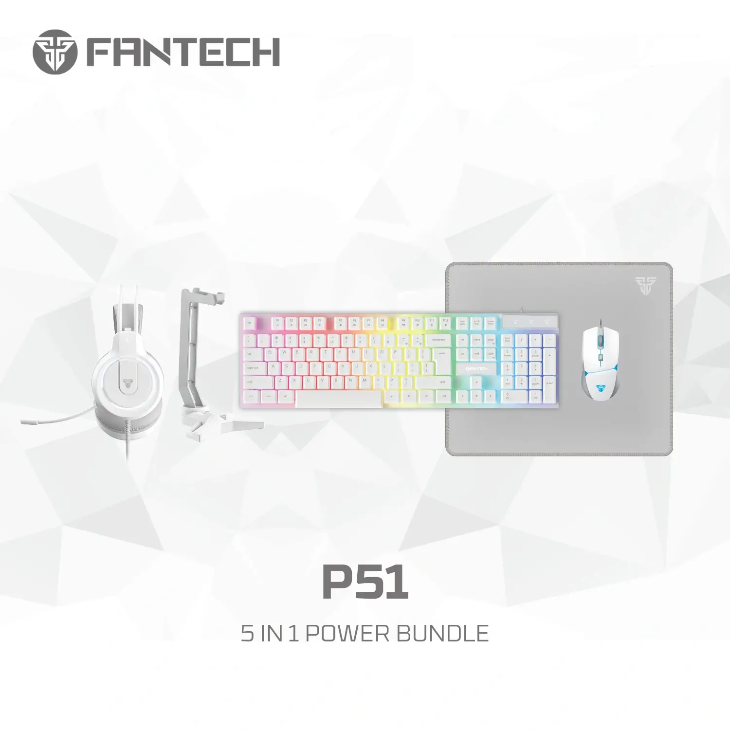 Fantech P51 Power Bundle Gaming Keyboard and Mouse Combo - White