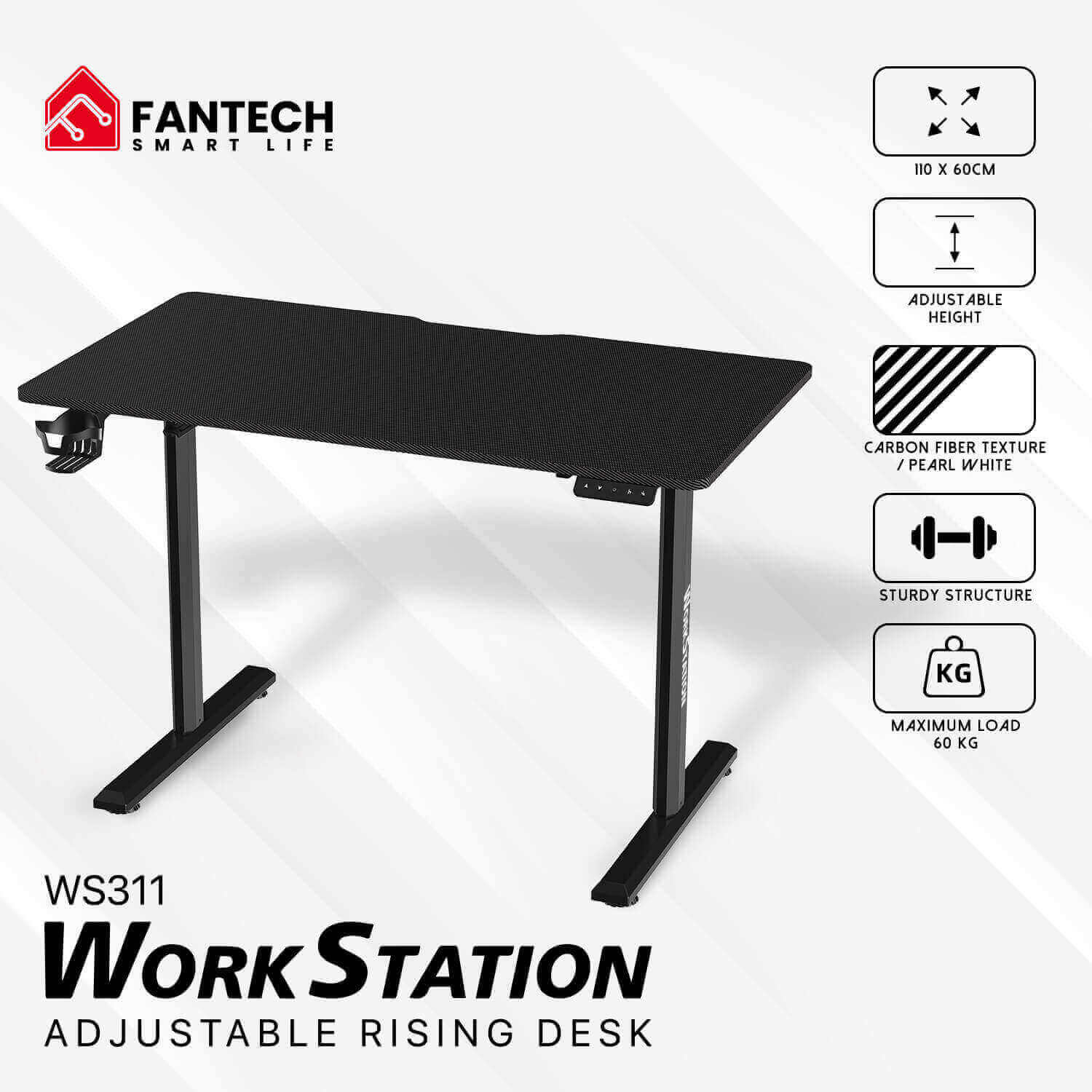 FANTECH WS311 WORK STATION ADJUSTABLE RISING  110CM*60CM - BLACK