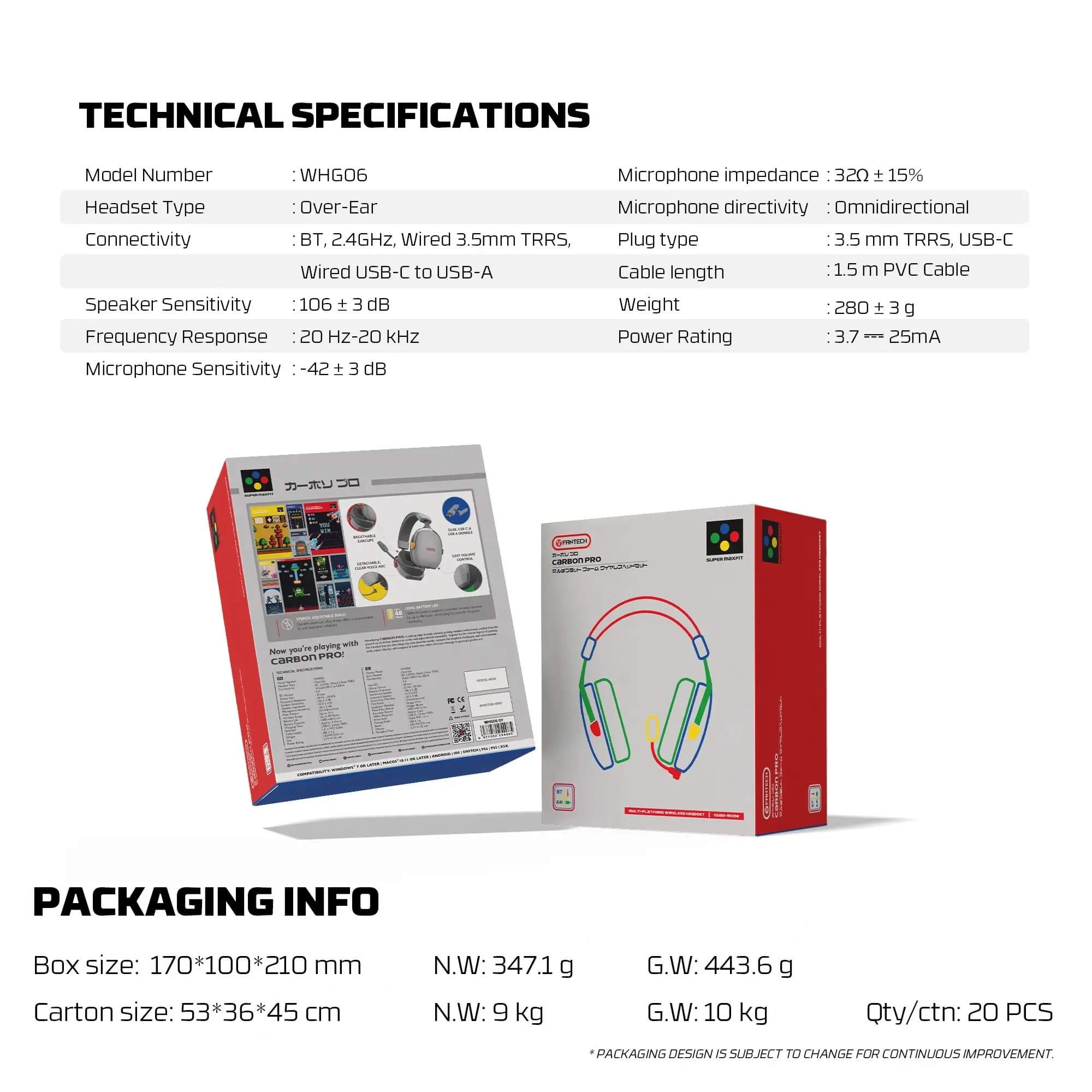 FANTECH WHG06 CARBON PRO WIRELESS GAMING HEADSET