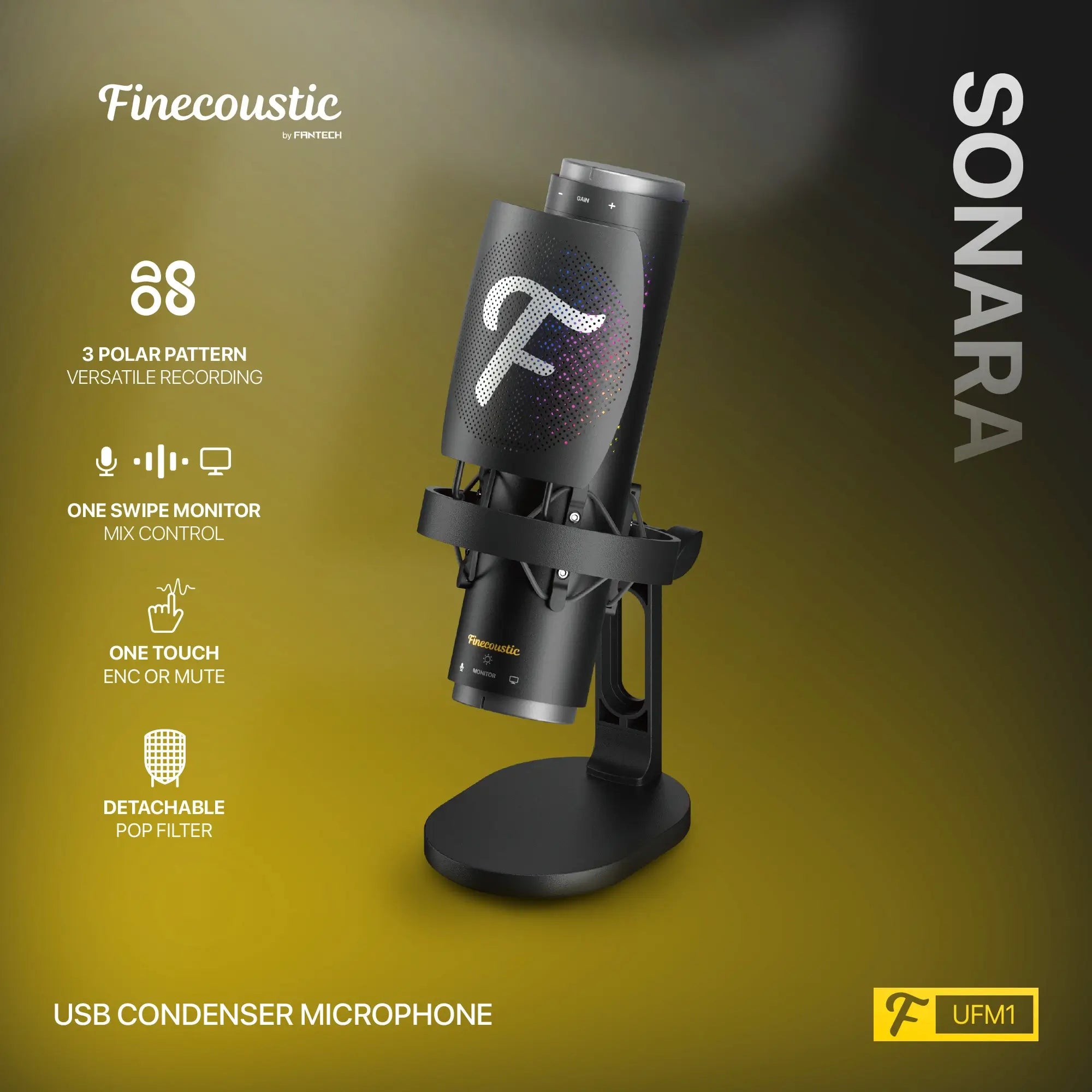 FANTECH FINECOUSTIC SONARA USB CONDENSER MICROPHONE