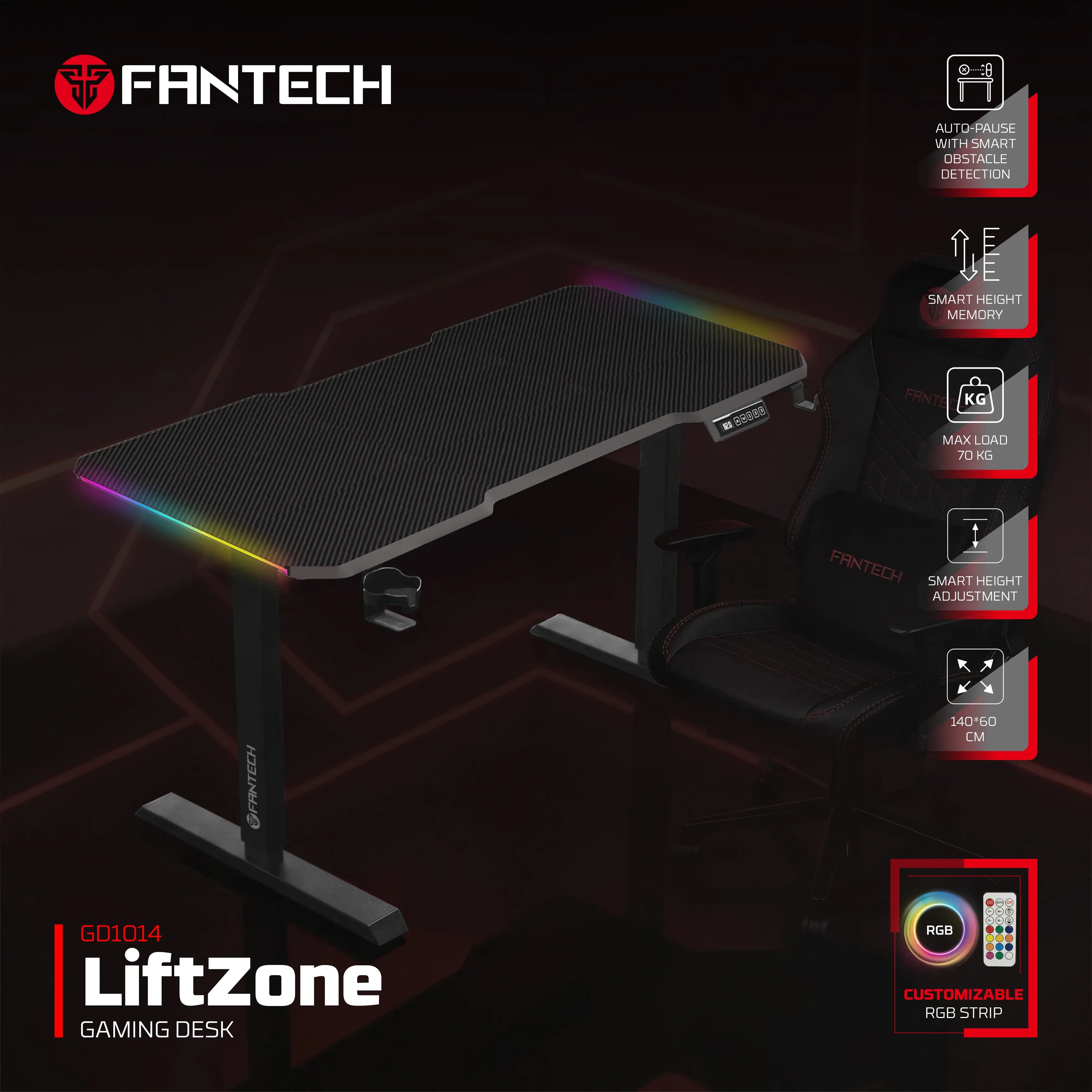 FANTECH GD1014 ADJUSTABLE GAMING DESK LIFTZONE - BLACK