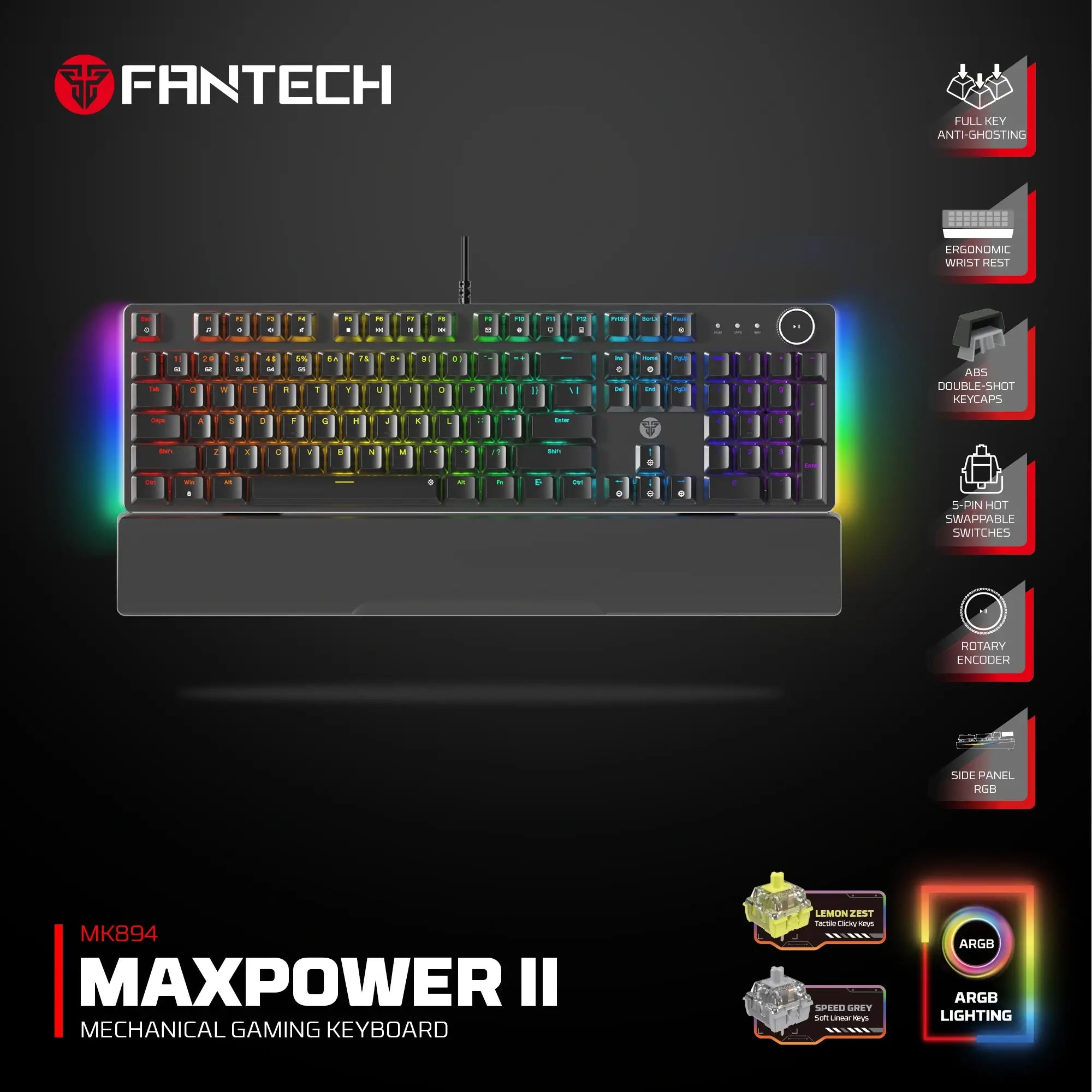 FANTECH MK894 MAX POWER II MECHANICAL GAMING KEYBOARD YALLOW SWITCH
