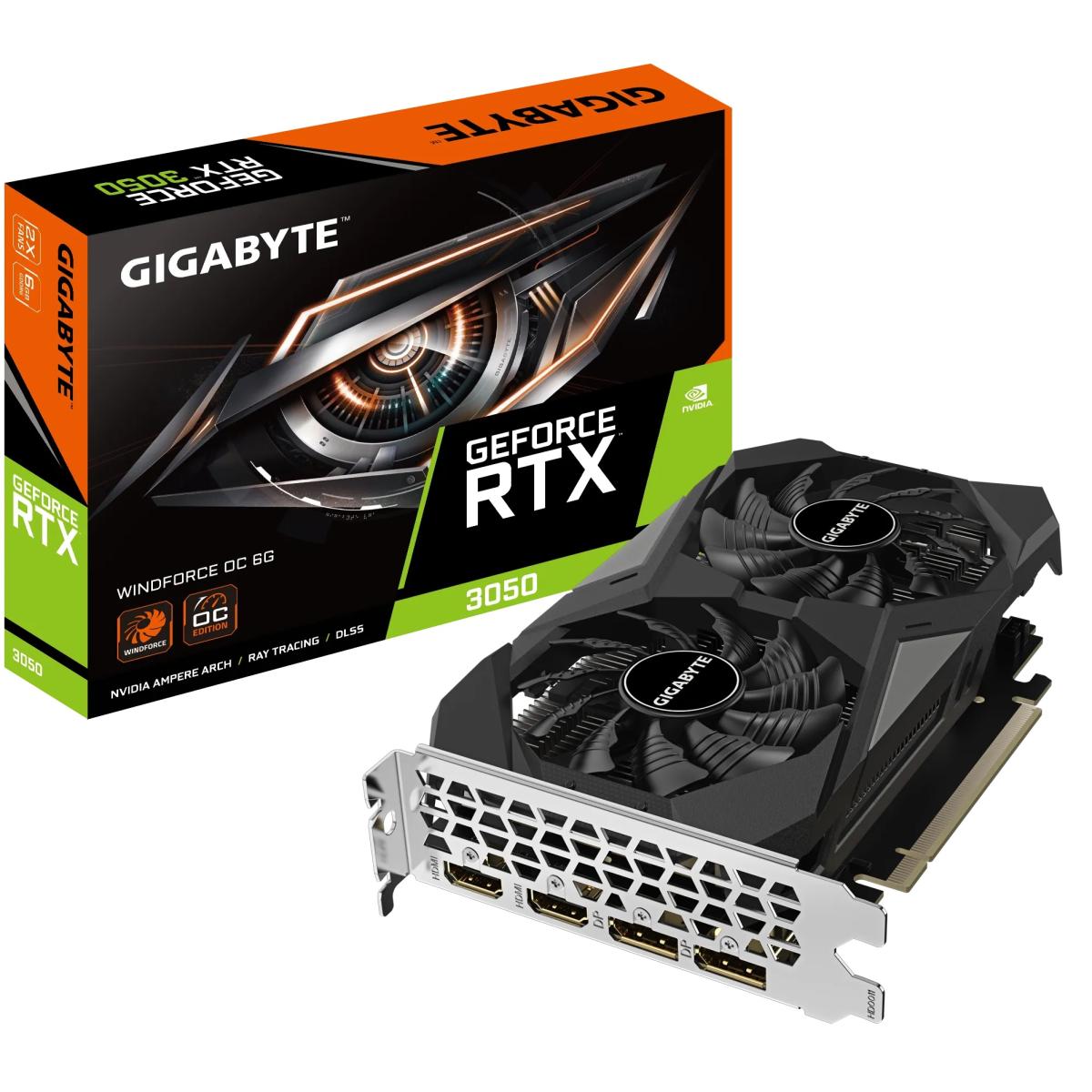 GIGABYTE GeForce RTX 3050 WINDFORCE OC 6GB GDDR6 - Graphics Card (No Power Connectors)