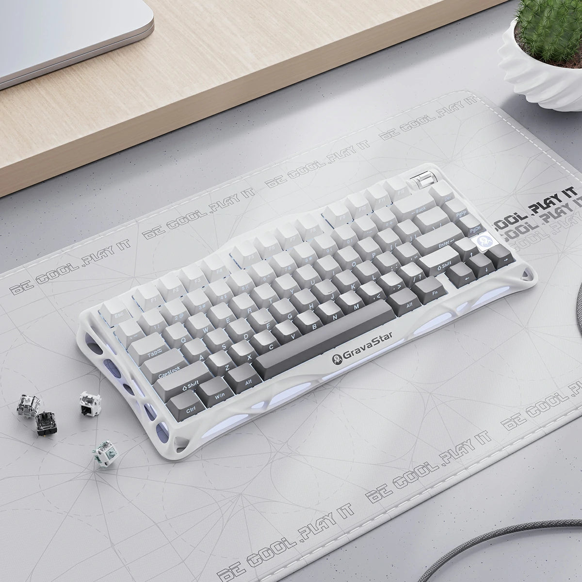 GravaStar Mercury K1 75% Wireless Mechanical Gaming Keyboard - Gradient White