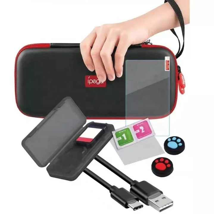 iPega 9 in 1 Accessories Kit For Nintendo Switch Carrying Bag Cover Protector For NS Lite Storage Case Set