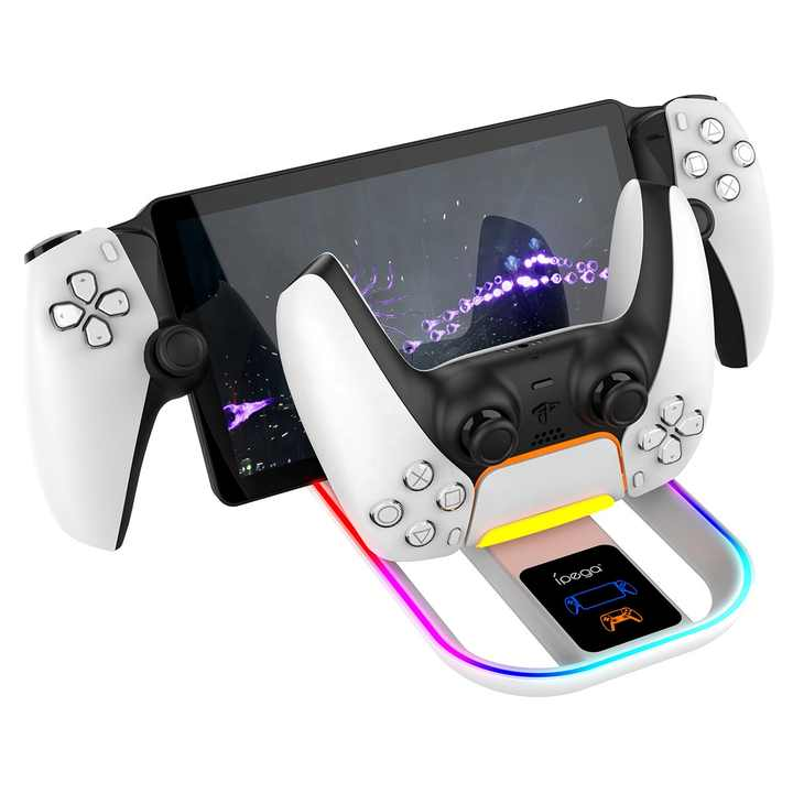 iPega Charger Base With RGB Light For PS5 Portal & Gamepad Charging Dock