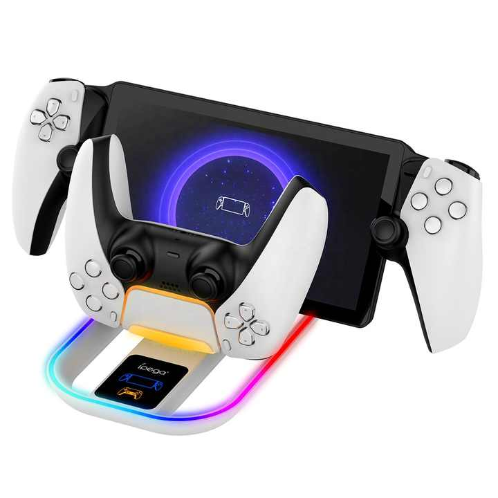 iPega Charger Base With RGB Light For PS5 Portal & Gamepad Charging Dock