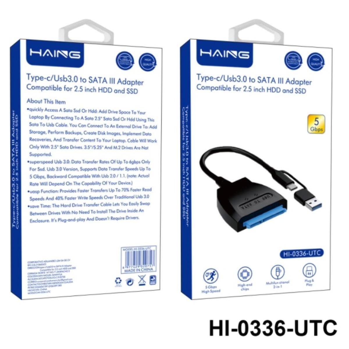 Haing USB 3.0&TYPE C A To 3.5''/2.5