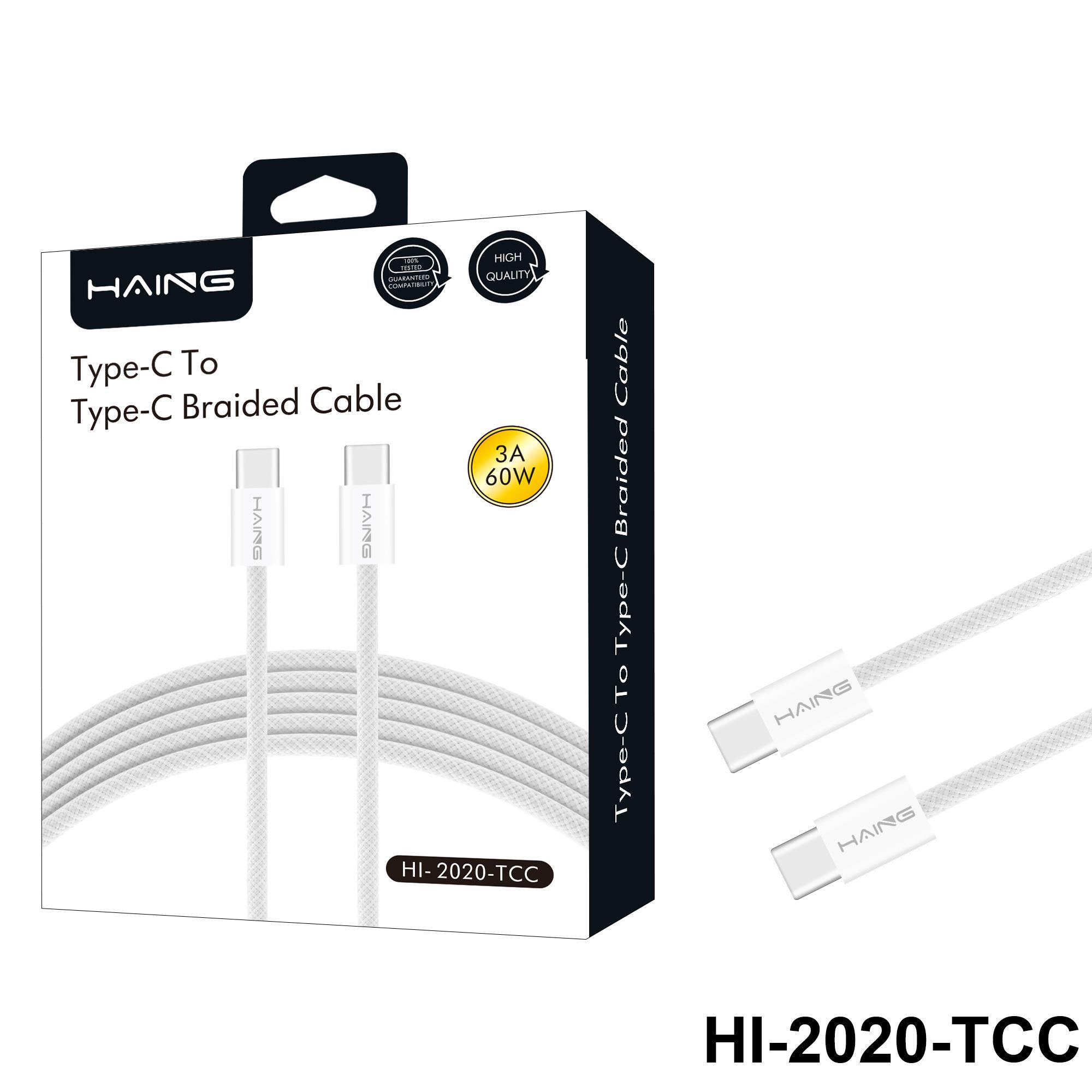 Haing TYPE-C TO TYPE-C BRAIDED WHITE CABLE 1.2MHI- 2020-TCC
