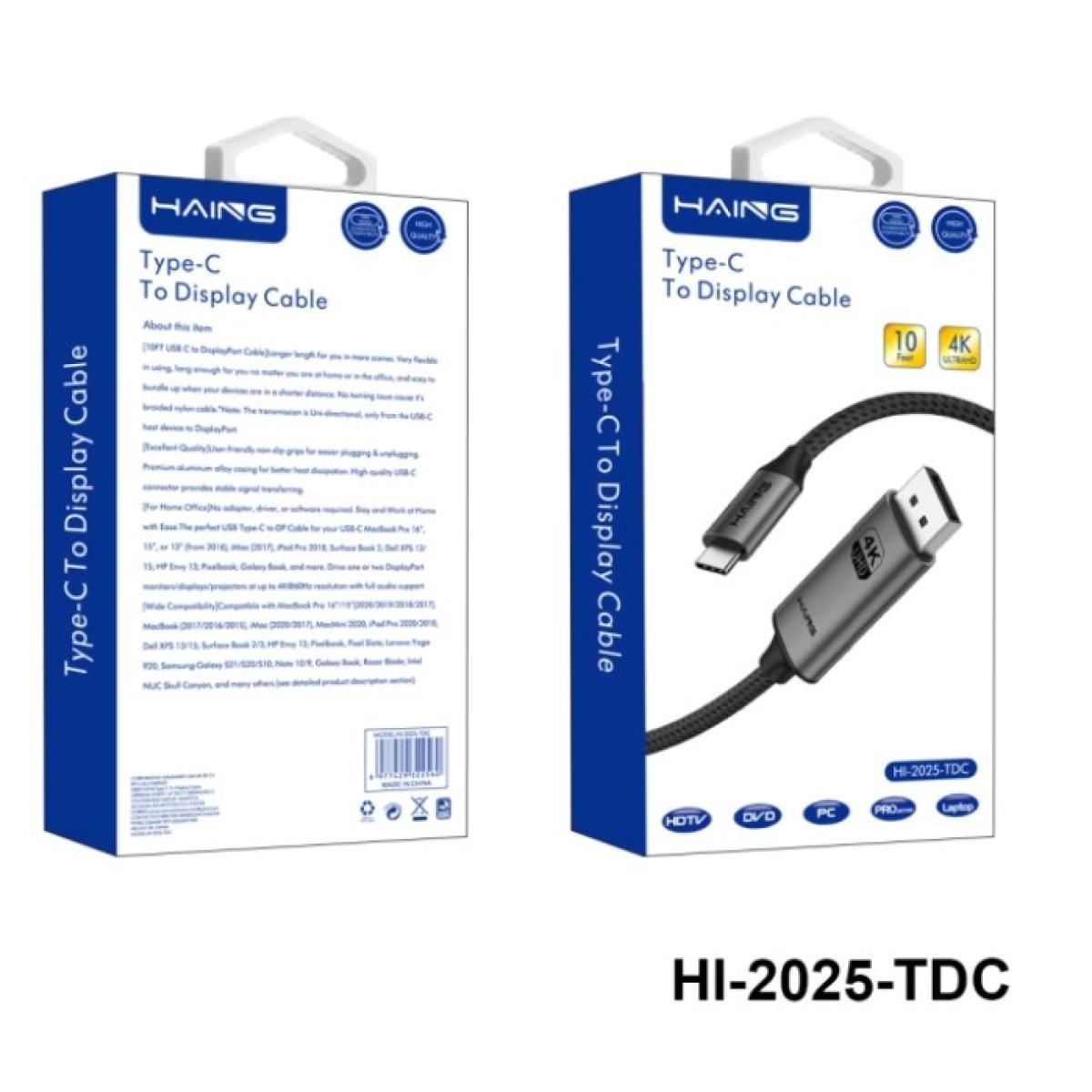 HAING HI-2025-TDC-3M Type-C to Display Cable 3M HAING HI-2025-TDC-3M Type-C to Display Cable 3M